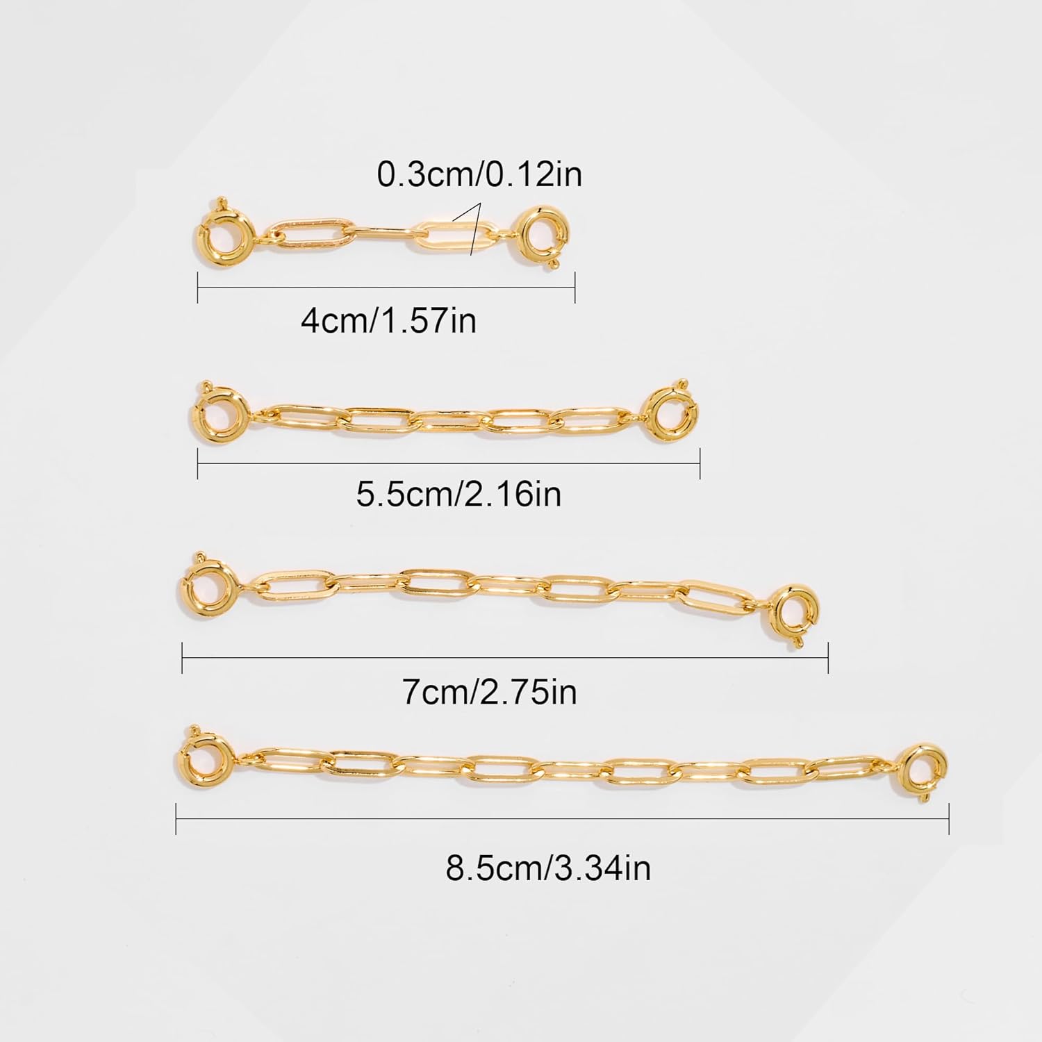 FAMARINE 4 PCS Gold Necklace Extender Chain for Women Gold Extension Bracelet Link for Delicate Jewelry - Image 5