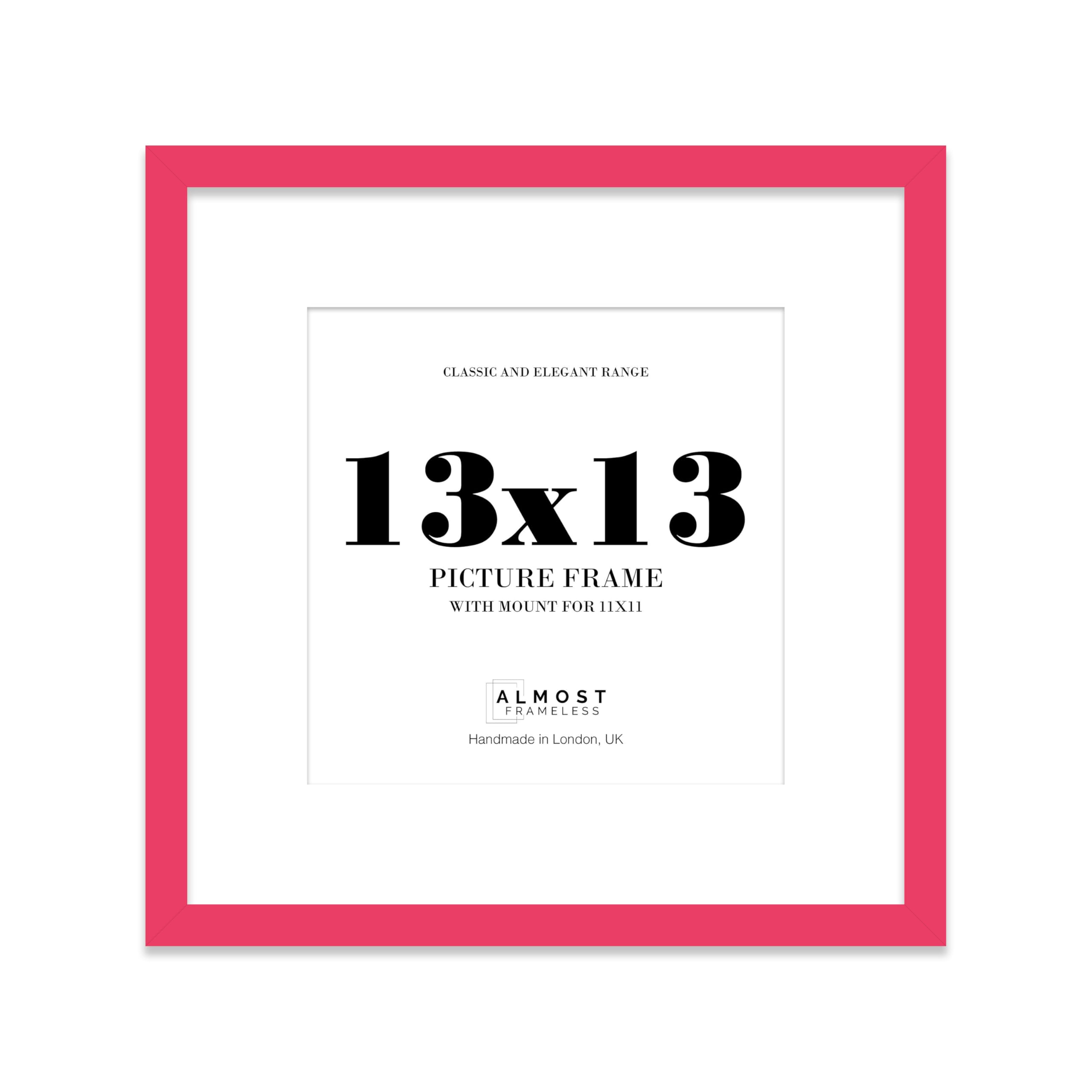 13x13 Bright Pink Picture Frame with Mount for 11x11 Photos, Prints - Modern Square Wall Frame, 1 Pack