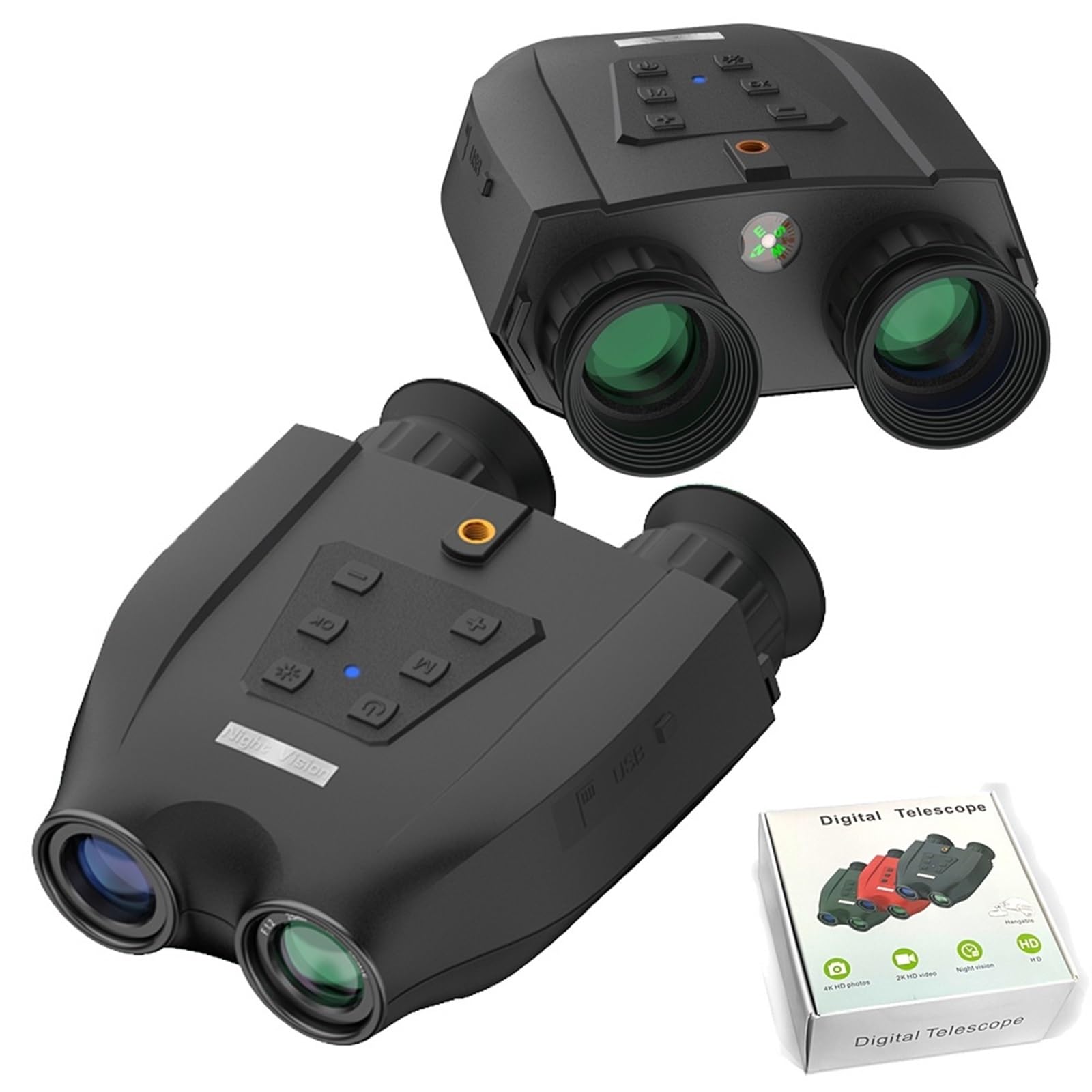 Gafas de visión Nocturna DT99 8X Zoom Digital 300M binoculares Infrarrojos visión Nocturna 48MP 2,5 K UHD 3D cámara telescópica montada en la Cabeza for para Caza, Acampada y observación de Fauna