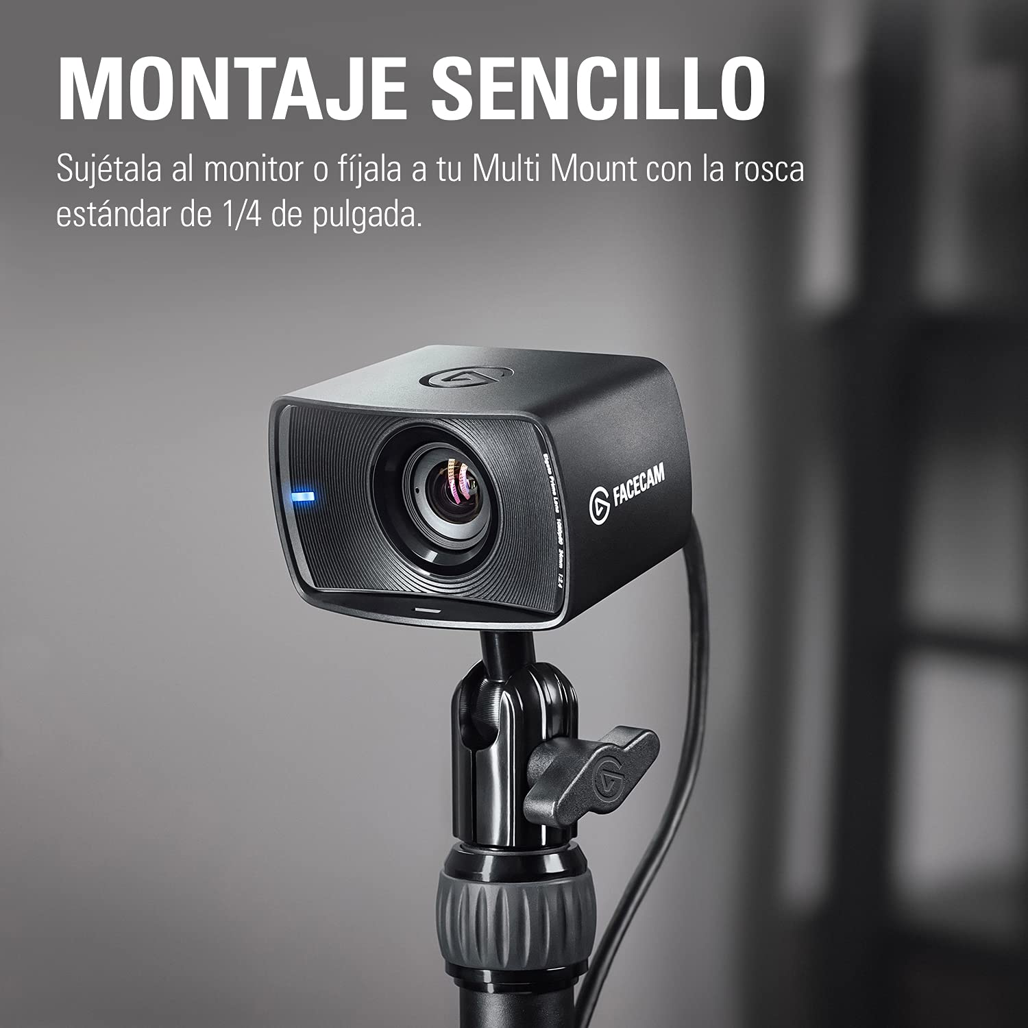 Elgato Facecam - Webcam Full HD 1080p60 real para streaming, juegos, videoconferencia, sensor Sony, corrección de luz avanzada, controles avanzados, funciona con OBS, Zoom, Teams y demás, para PC/Mac