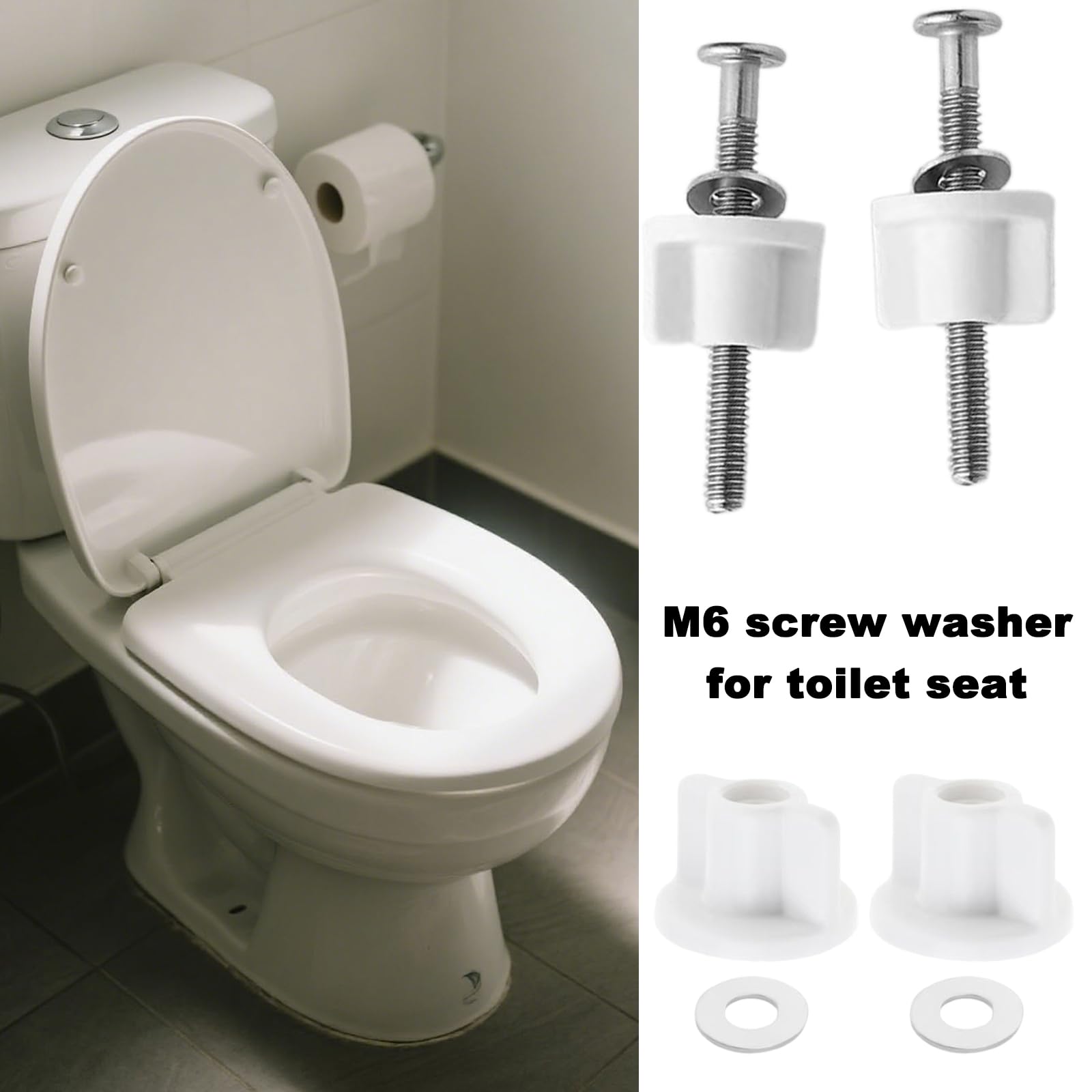 6-Pack Toilet Seat Bottom-Mount Fixing Kit for M6 Bolts - Image 3