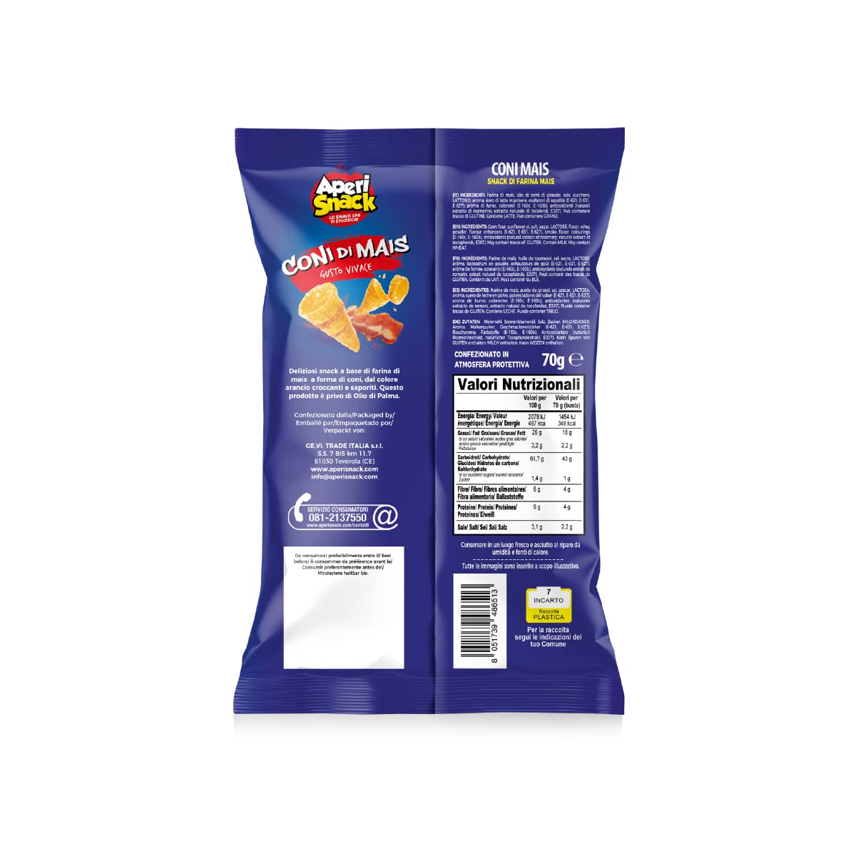 Aperisnack® - AP03.003.12 Box 16 pz - Coni Mais gusto tex mex, Snack Salati e Patatine Linea Bar Box 16pz busta 70g Formato Maxi, maxi gusto, bar e tabacchi, per aperitivo fai da te