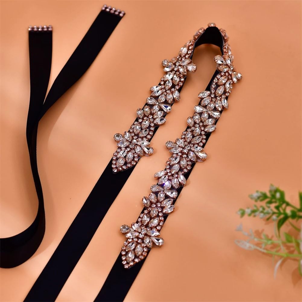 Cinturón de novia para mujer, vestido de novia, decoración de apliques de diamantes de imitación, cinta hecha a mano