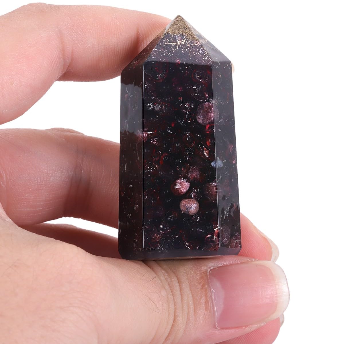 mookaitedecor Set of 2 Natural Garnet Healing Crystal Point Wands 2 Inch - Image 2