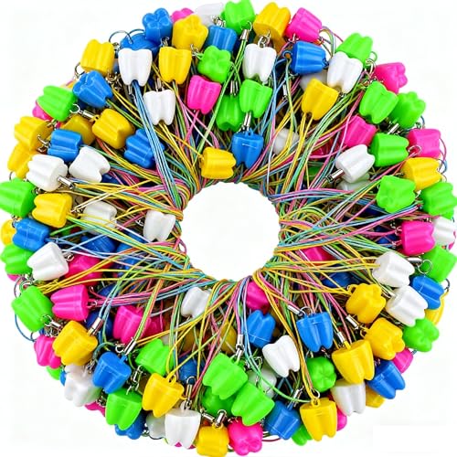 100 PCS Tooth Saver Necklaces Tooth Necklace Little Box for Lost Teeth Milk Teeth Storage Cases for Tooth Fairy Bag Dentists Office School Classroom Accessories Supply
