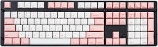Qisan Female Pink White Combo Keycaps 108 Keys PBT Keycaps Set PBT Dye-Subbed Keycaps for Mechanical Keyboards