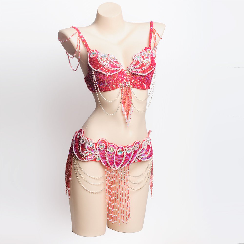ROYAL SMEELA Disfraz de Danza del Vientre para Mujer Conjuntos de Sujetador y cinturón Danza del Vientre Profesional Carnival Sexy Fancy Traje Baile del Vientre Mujer Conjunto Danza del Vientre