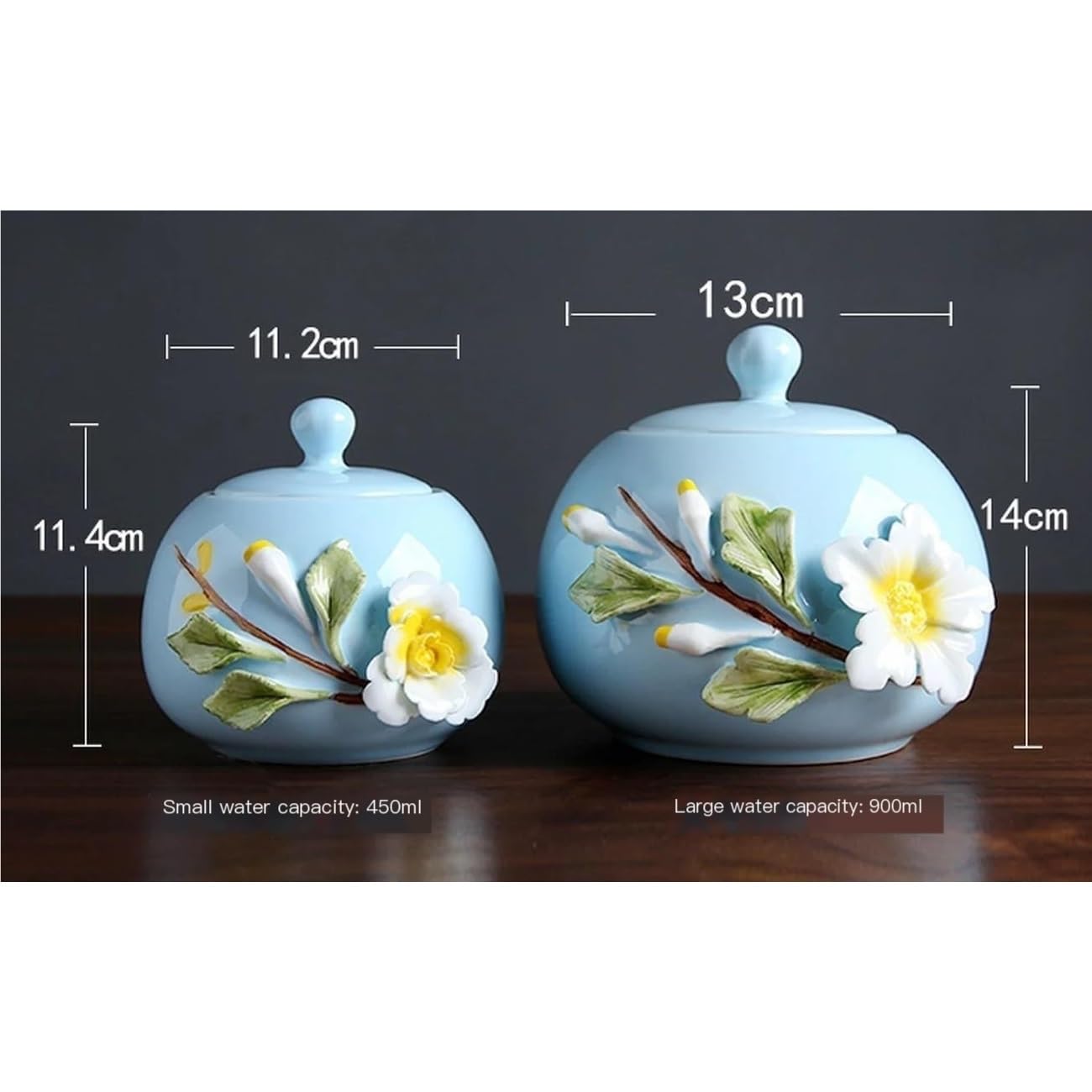 CMBSSTFC Tarro de azúcar, Paquete de 2 tarros de cerámica Pintados a Mano para Almacenamiento de té Floral, Aperitivos, Frutos Secos, Tarro Sellado, Tarro de Almacenamiento de Cocina, Tarro de café,