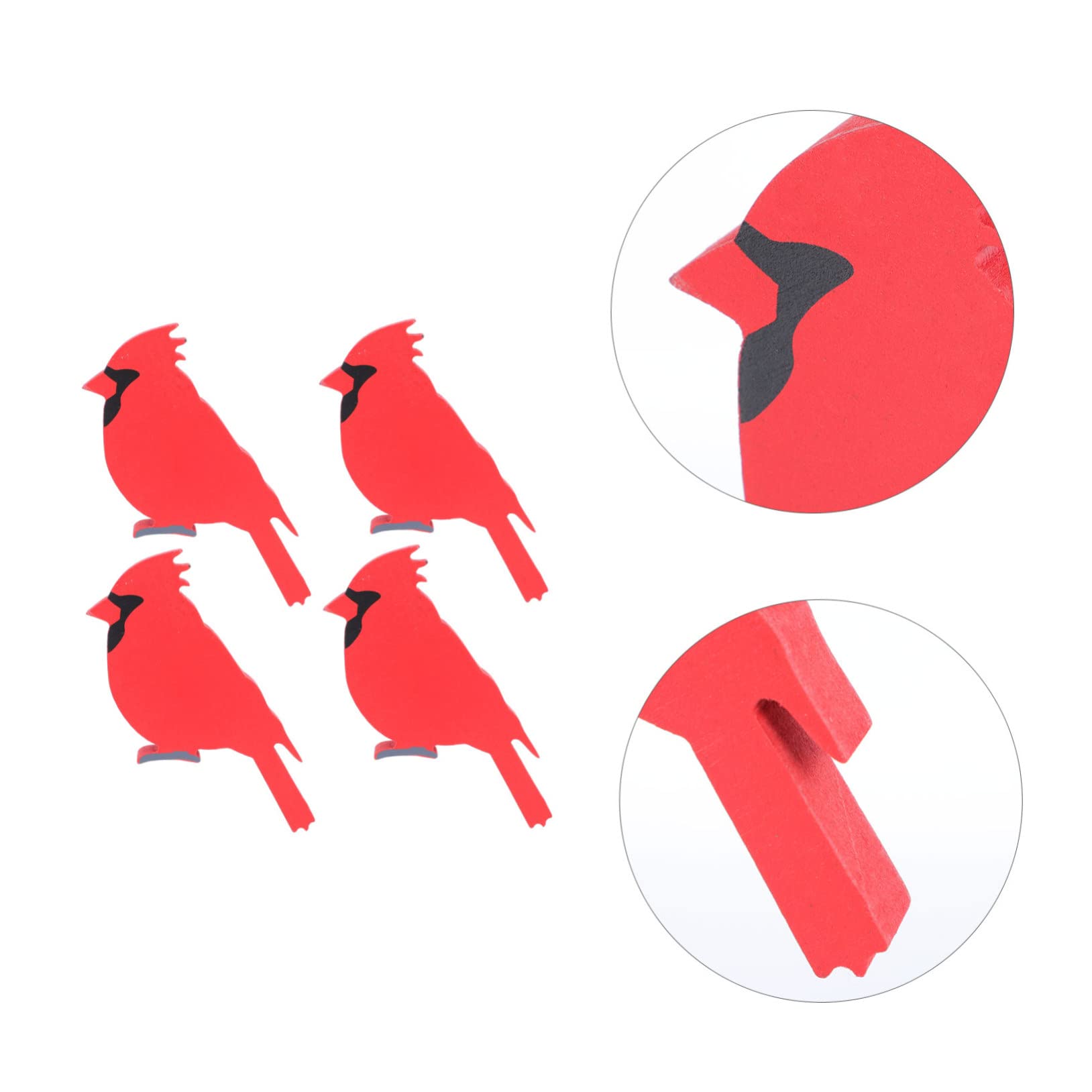 Amosfun 3 Sätze Vogel Aus Holz Baum Untersetzer Abziehbilder Partylichter Fuchs-Ornament Weihnachtsaufbewahrung Outdoor- Kardinale Außendekoration Christbaumschmuck Rot 4 Stück * 3