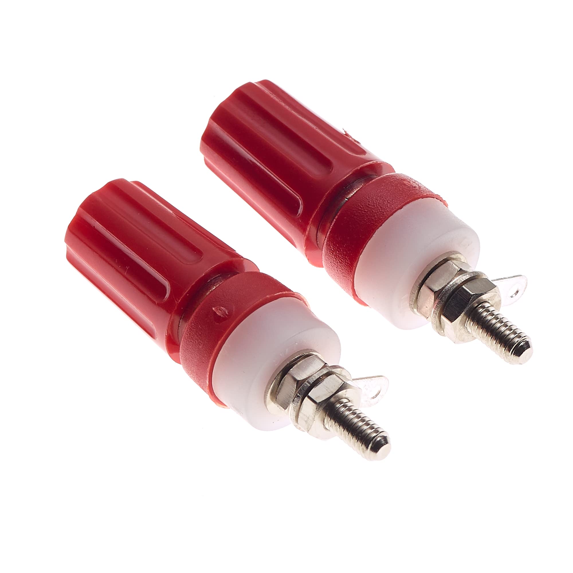 Keple 4mm Banana Socket - Pack Of 2, Red 4mm Banana Connector With Binding Post, Panel Mount, Solder Tag, And Bare Wire Connection