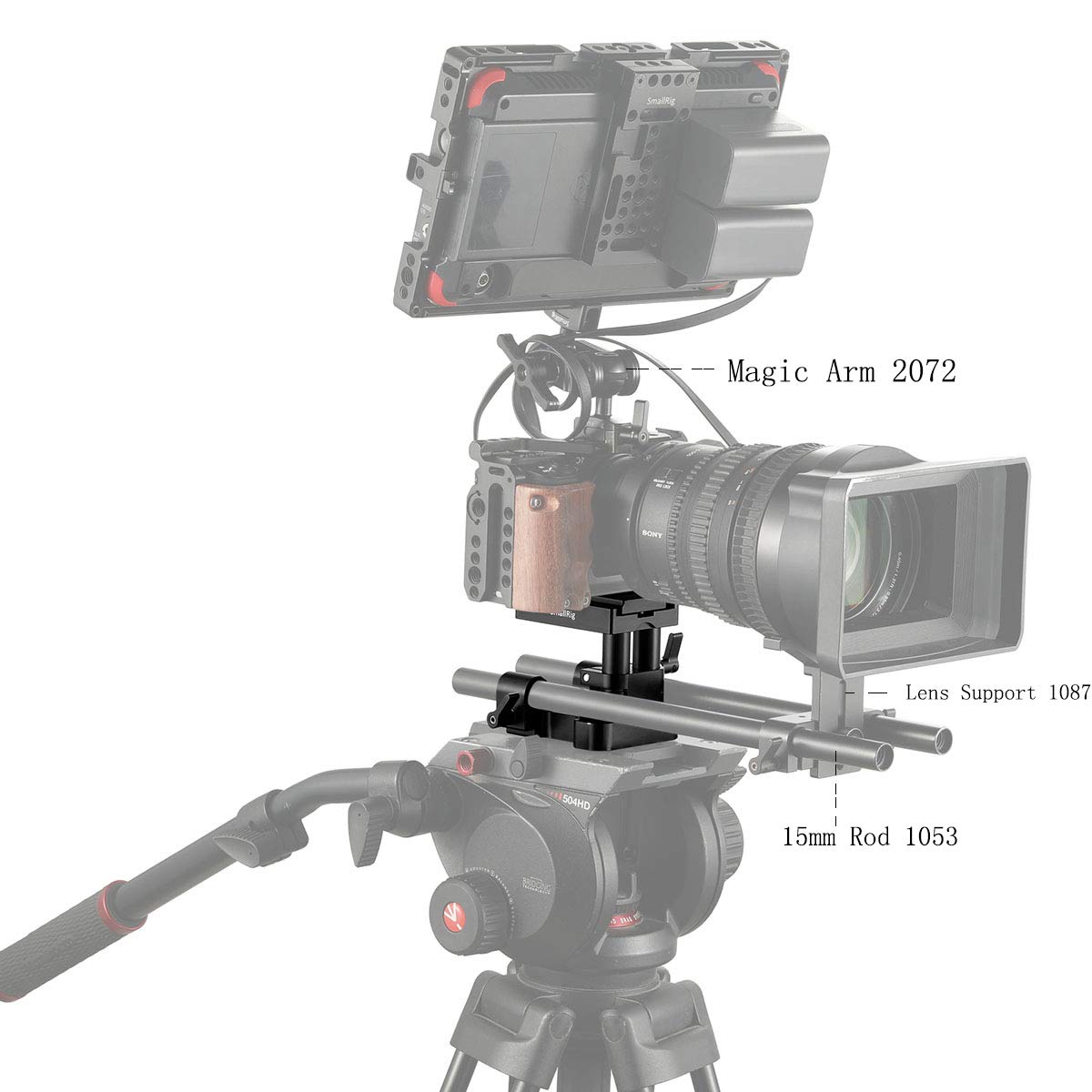 SMALLRIG Piastra di Base, Piastra di Montaggio per Treppiedi per Telecamera Regolabile in Altezza per Asta 15mm LWS Universale - 2092B