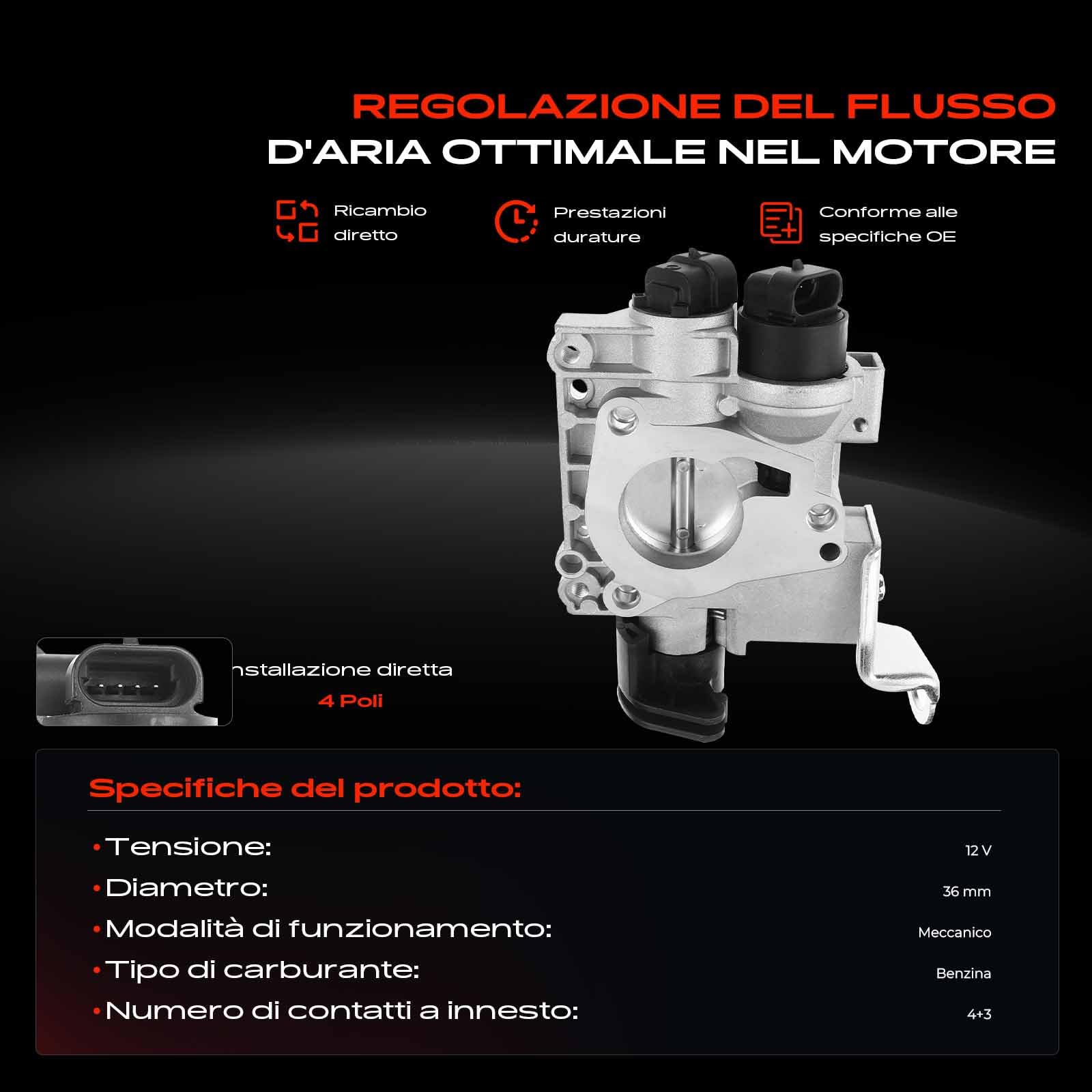 Frankberg Valvola dell'acceleratore Compatibile con Punto Furgone/Compatto 188 1.2 60 Seicento/600 187 1.1 Doblo MPV 119 223 1.2 Seicento/600 Furgone/Compatto 287 1.1 71718959