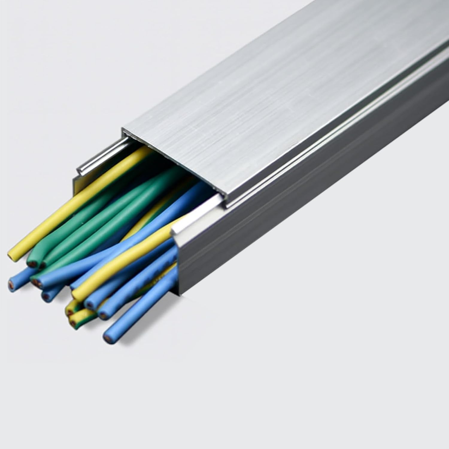 Canaleta para cables de piso pintable, cubierta decorativa para cables, canaleta de acero inoxidable para cables, fácil de instalar (L 24 in x An 1 in x Al 1 in) miniatura 1