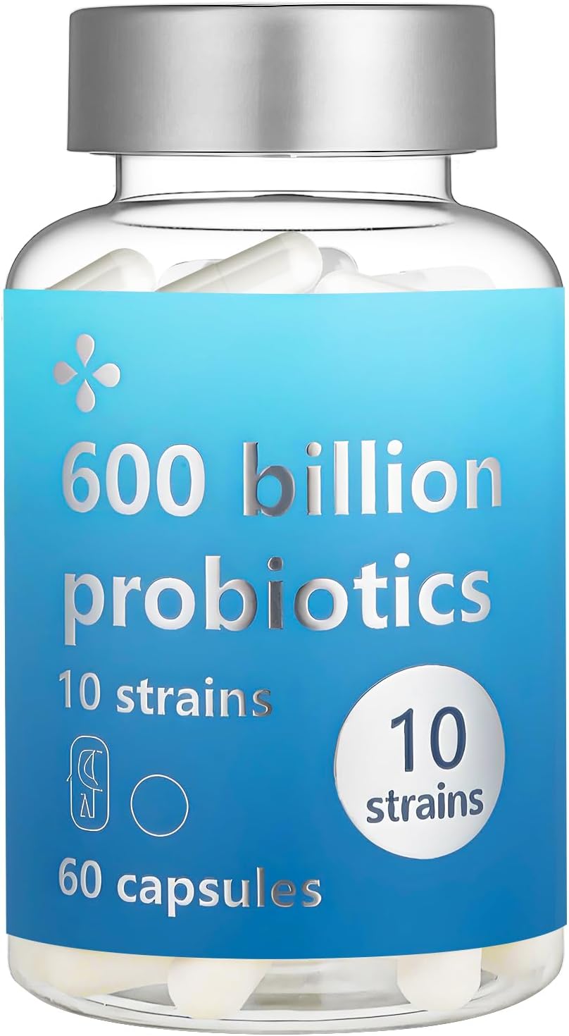Probiotics 60 Billion CFU - 10 Strains - Immune, Digestive & Gut Health - Supports Occasional Constipation, Diarrhea, Gas & Bloating - for Women & Men - 60 ct