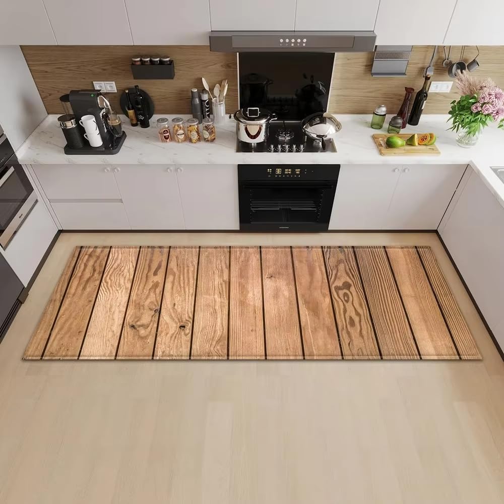 Felpudo antideslizante de pasillo 50x150 de madera para cocina y entrada