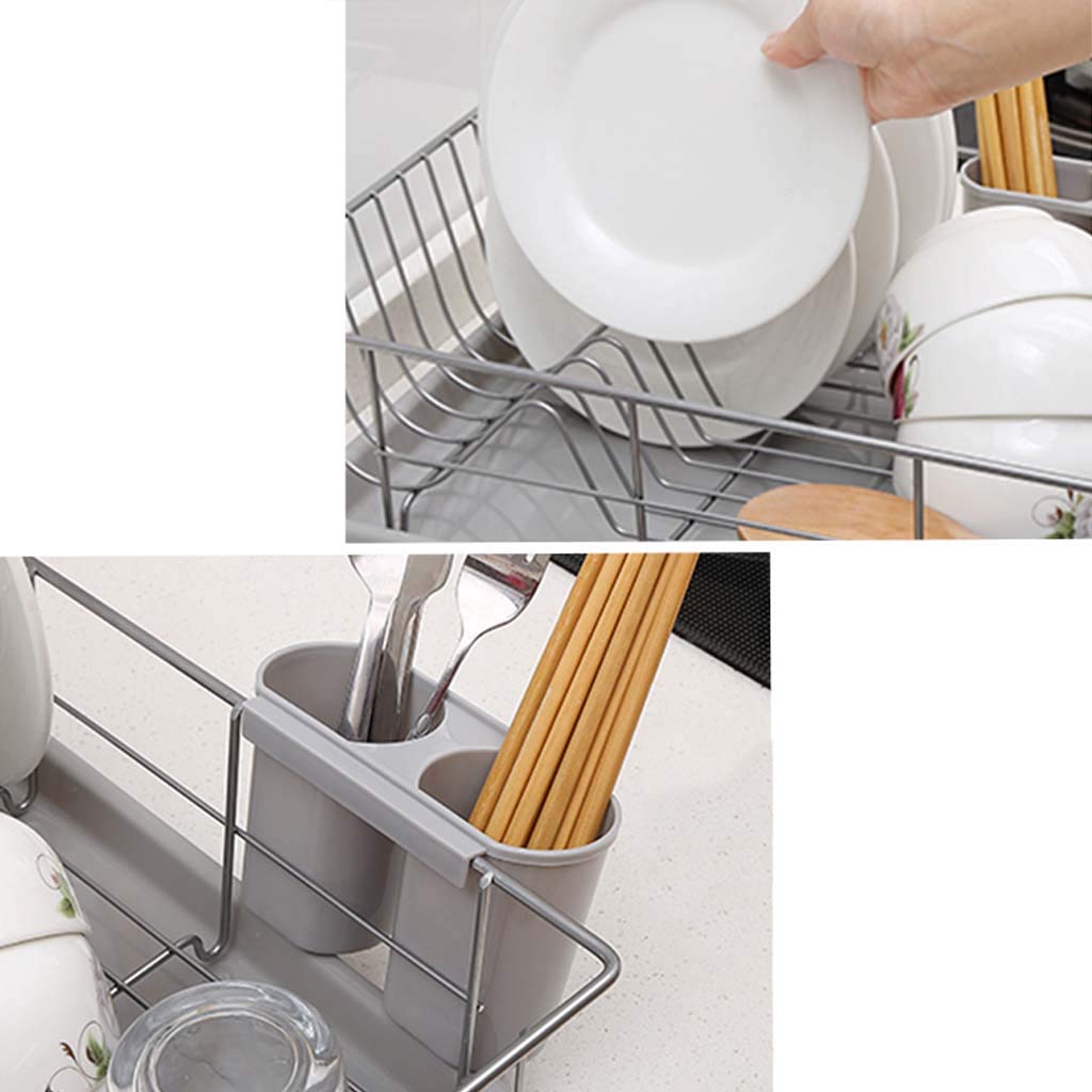 Abtropfgestell aus Edelstahl 304 Edelstahl Abtropfgestell Rack Küche Lagerregal Ablauf Wäscheständer Besteckschränke Grau 48 cm × 30 cm × 11 cm