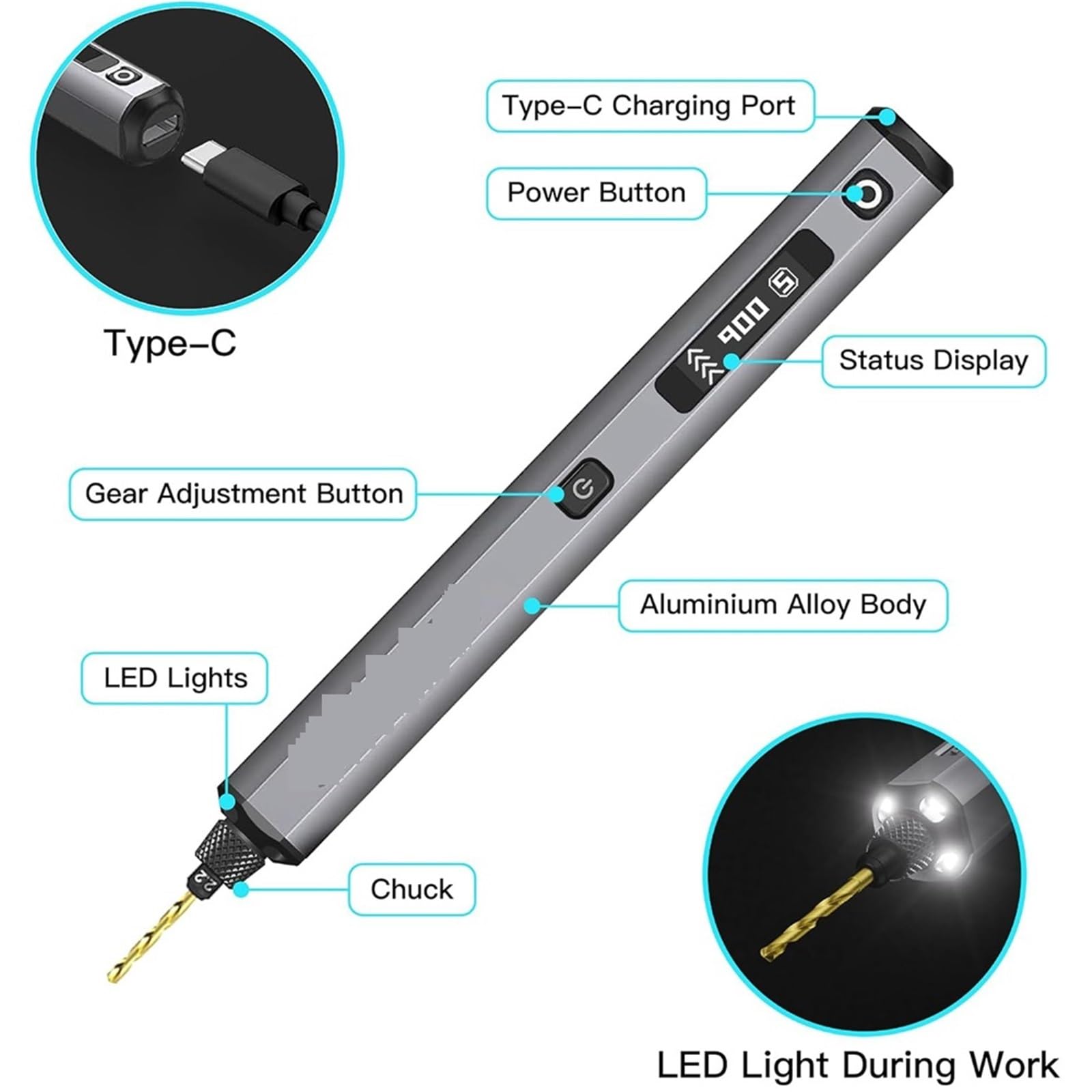 Taladro de banco, minitaladro de columna, Mini taladro eléctrico con prensa de banco, kit de taladro manual inalámbrico for manualidades, madera, plástico, hogar, bricolaje Para bricolaje con joyería
