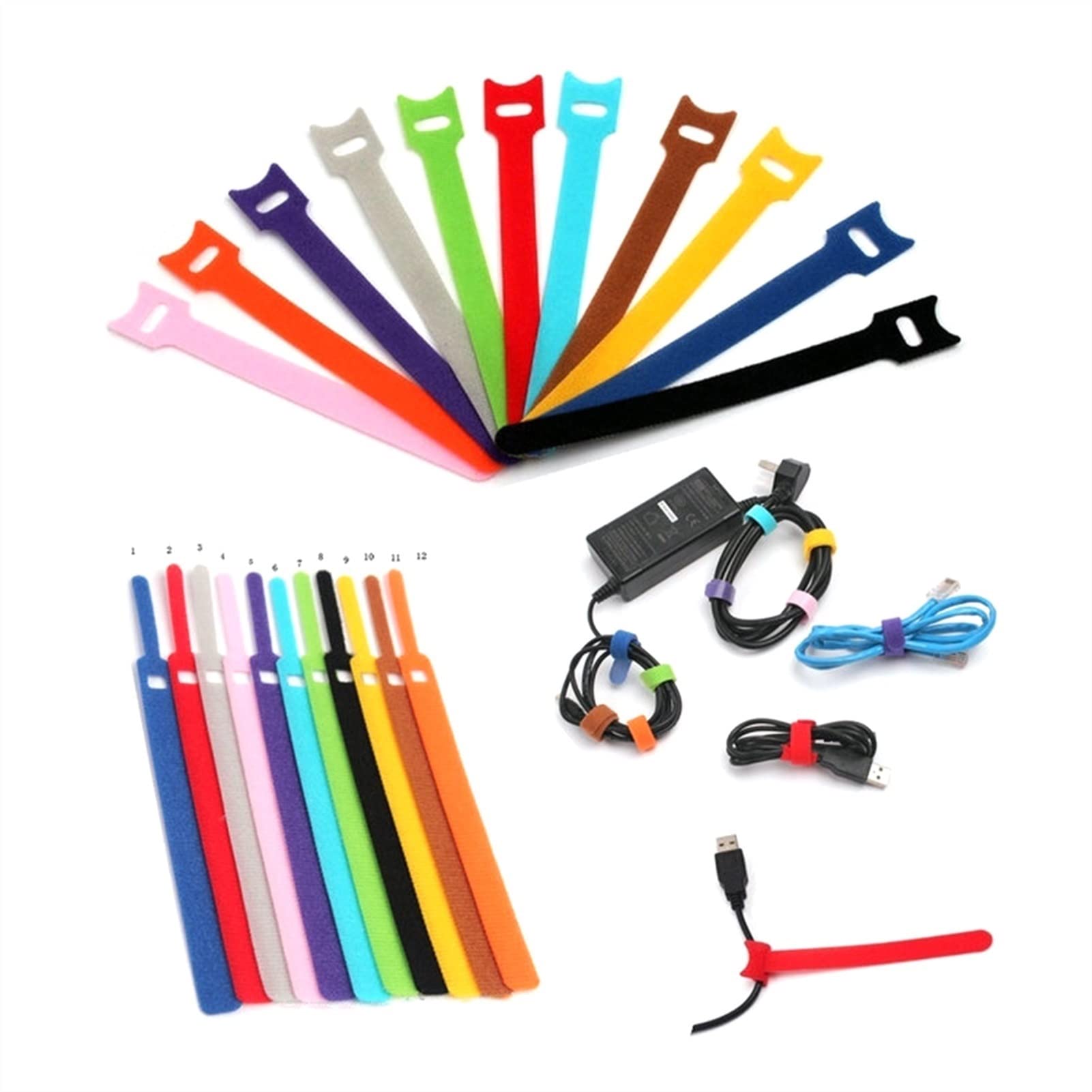 60 Pezzi Di Cinghie Ad Anello In Velcro Riutilizzabili, Fascette Fermacavo Multicolore, Lunghezza 15 Cm, Per Organizzare Cavi