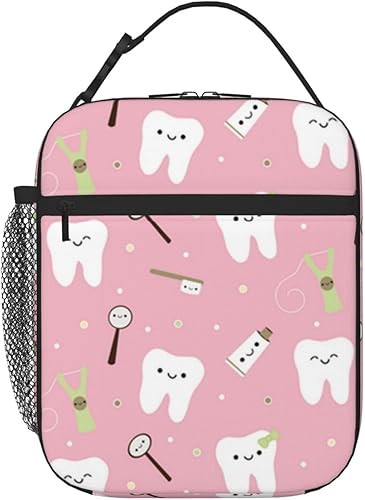 Bolsa de almuerzo de tela dental para hombres y mujeres, bolsa de almuerzo aislada para oficina, trabajo, picnic, bolsa de refrigeración a prueba de