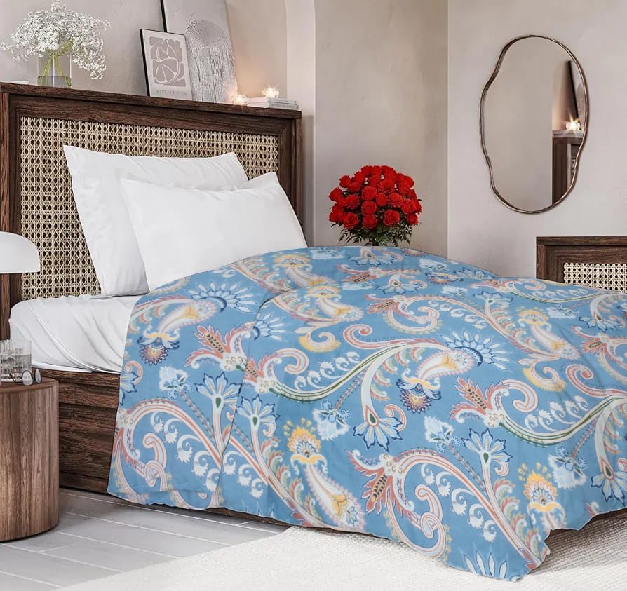 RD TREND Glace Cotton Duvet Cover for Single Bed with Zipper, Duvet Cover II Razai Cover II Quilt Cover Single Bed 60 x 90 Inches (Ambi-Blue)