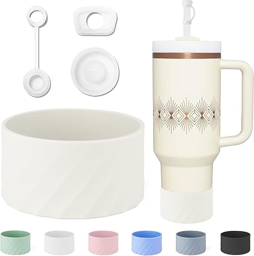 WOTTISH Kit de funda protectora de silicona multifuncional para Stanley, incluye un sello a prueba de fugas de 3 piezas y un kit de fondo de botella