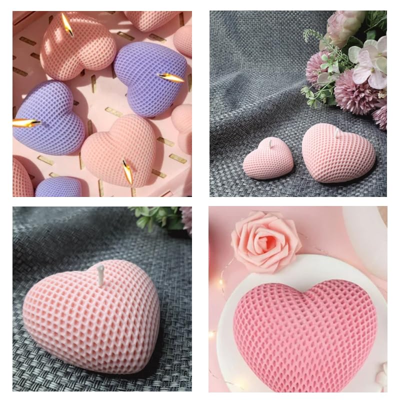 4 Moules En Silicone En Forme De Cœur – Pour Bougies, Résine, Savon DIY – Tailles Différentes