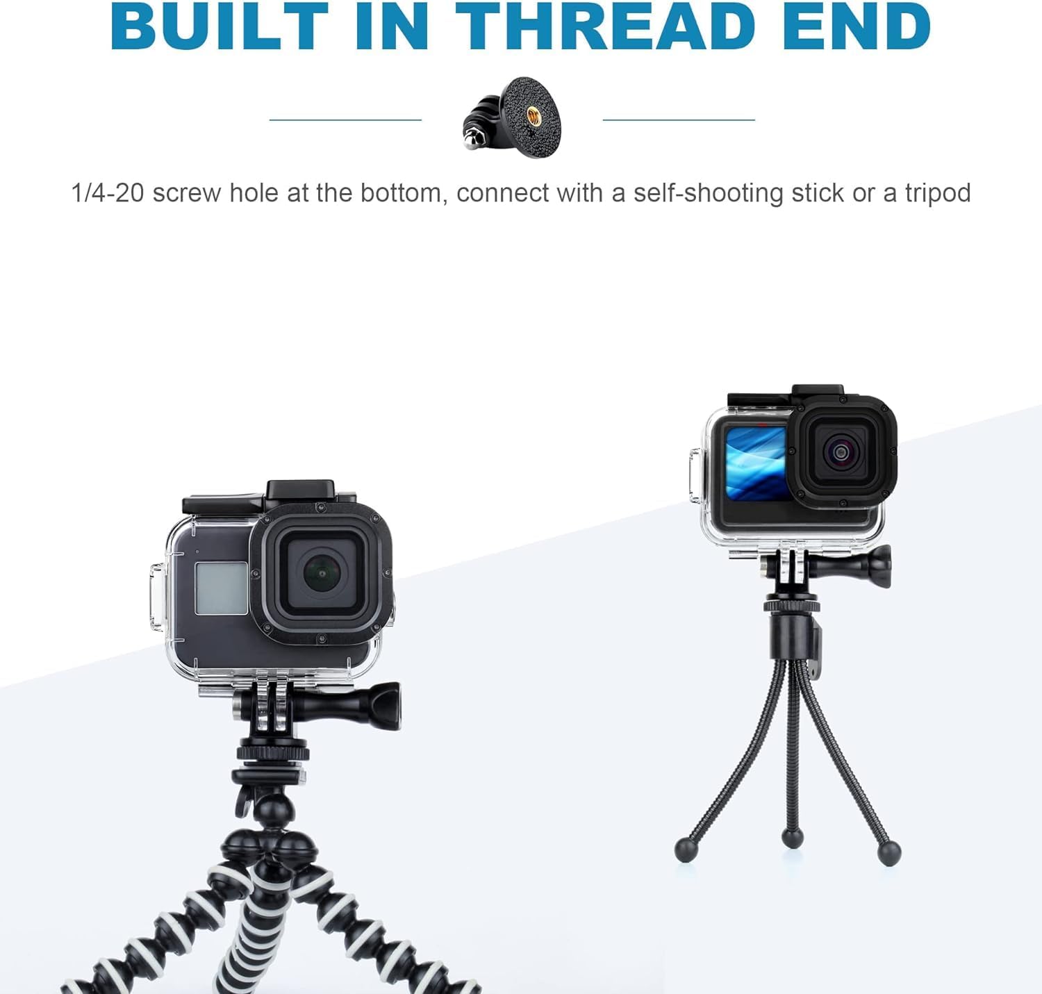 Action Pro Tripod Mount Adapter with Thumb Screw Compatible with GoPro Hero 13/12/11/10/9/8/7/6/5/4, SJCAM, Akaso, DJI Osmo, Insta360 Action Cameras (Pack of 2) 4
