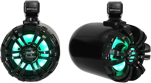 Miniatura 4 de Rockville 2 WB65KLED Negro 6.5 "LED Marine Wakeboard Giratorio Torre Altavoces+Radio