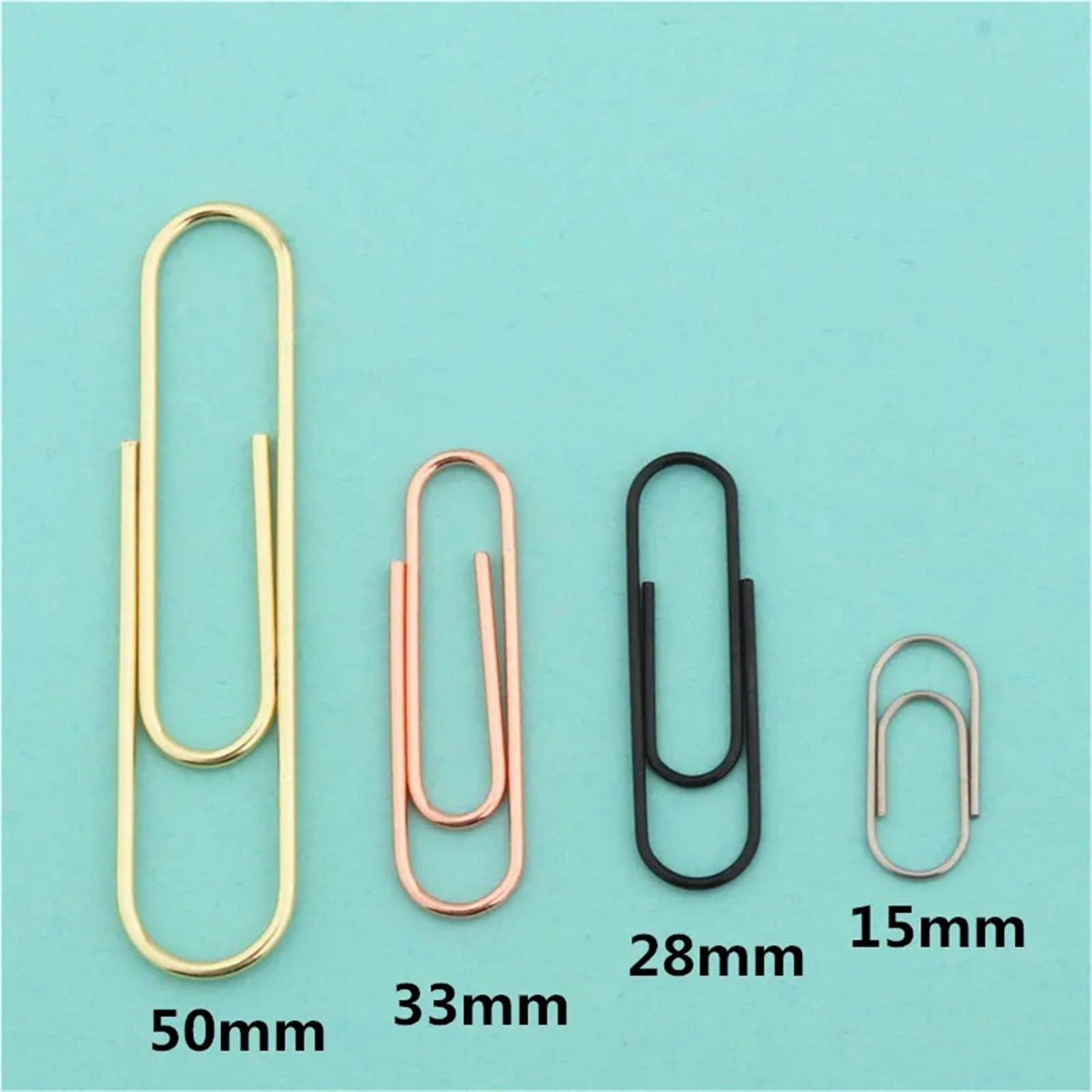 Büroklammern 10Pcs 15/28/33/50mm Notebook Memo Pad Bookmark Binder Paperclips Accessories Paper Clips Binding Supplies Student Office Stationary(Golden -50mm)