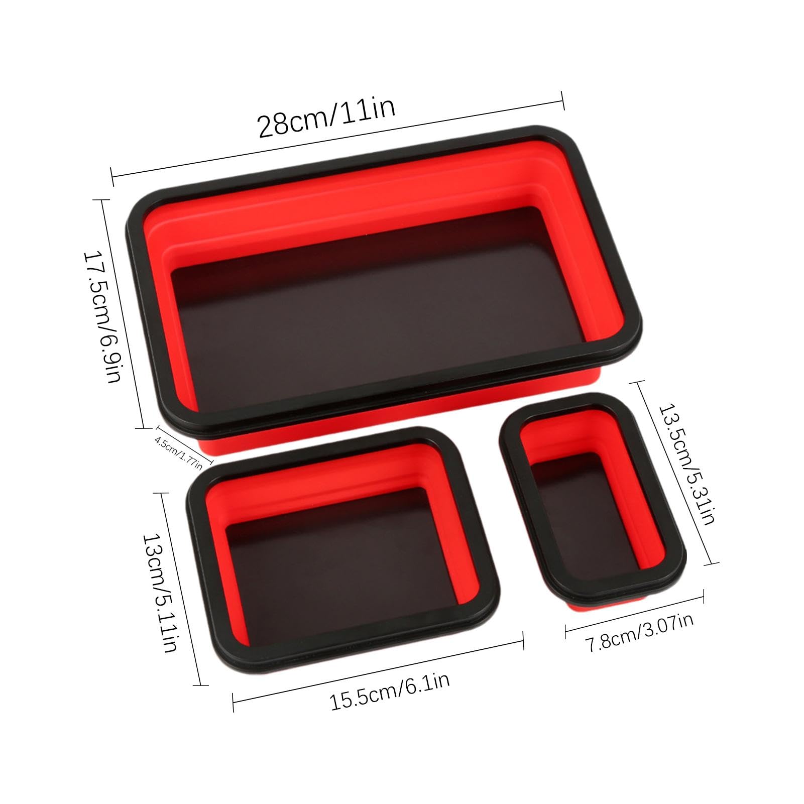 3 Vassoi Magnetici Pieghevoli Per Officina - Organizzatore Per Viti, Bulloni E Piccoli Attrezzi, Blu - Foto 3