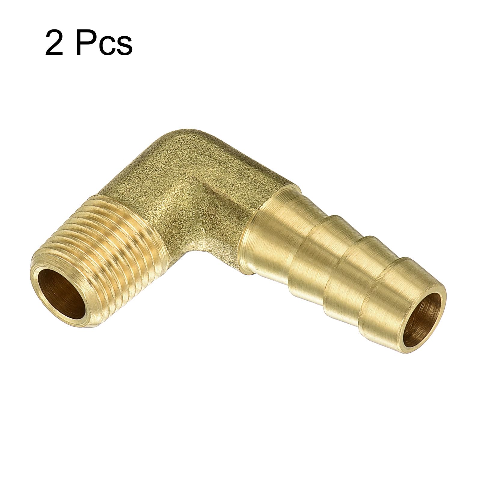 QUARKZMAN Raccord en laiton coude à barbe 2pcs 5/16" Barbe x 1/8" NPT Mâle 90 Degrés Raccord en laiton pour eau carburant air