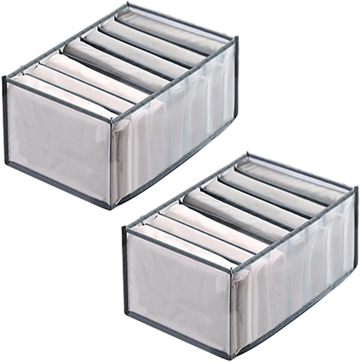 2 Pieces of Jeans Storage Organizer, 7 Compartment Storage Box Foldable