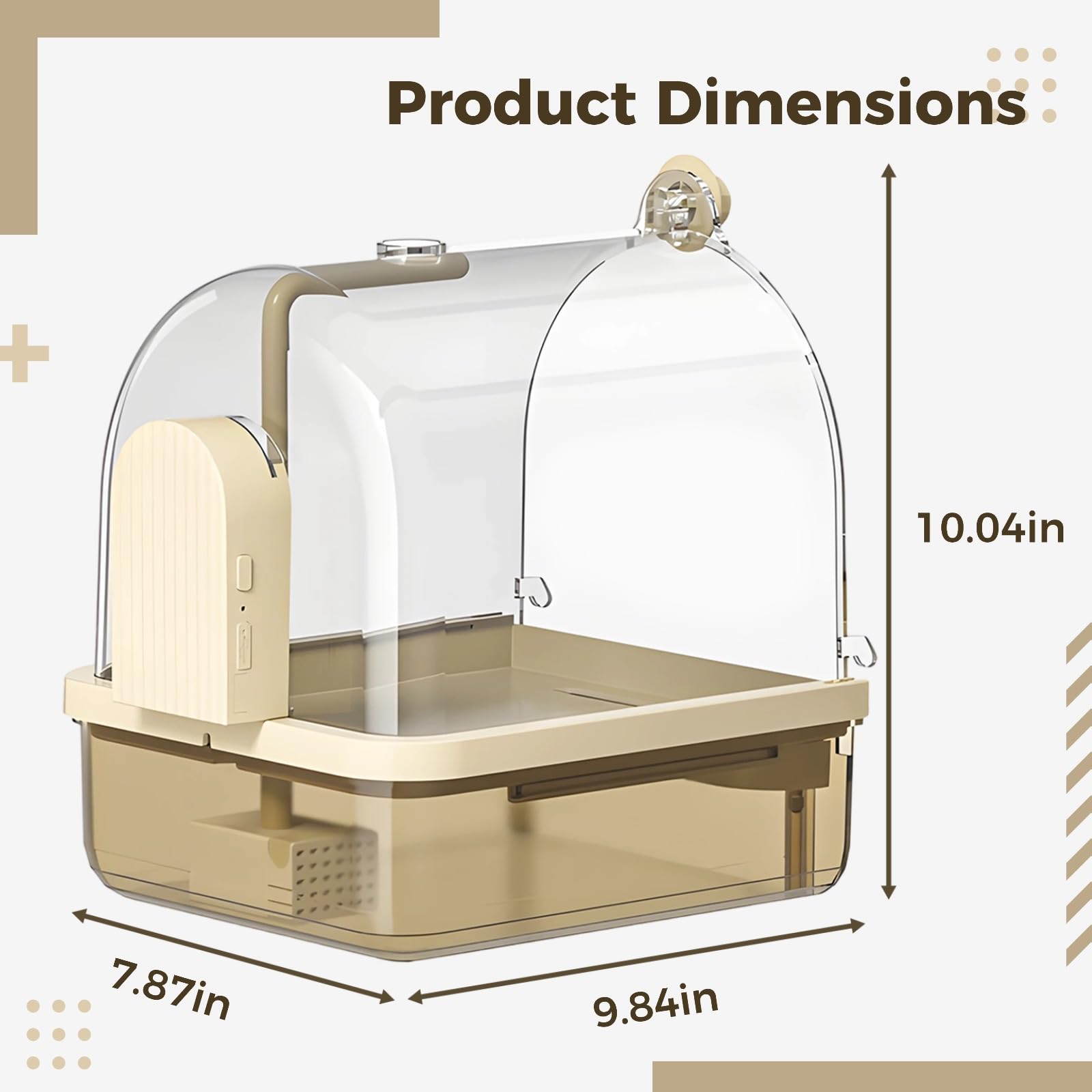 Baño automático para pájaros con sensor, ducha eléctrica para loros, tanque de agua de 1000 ml, batería recargable de 1200 mAh, bañera a prueba de salpicaduras, café