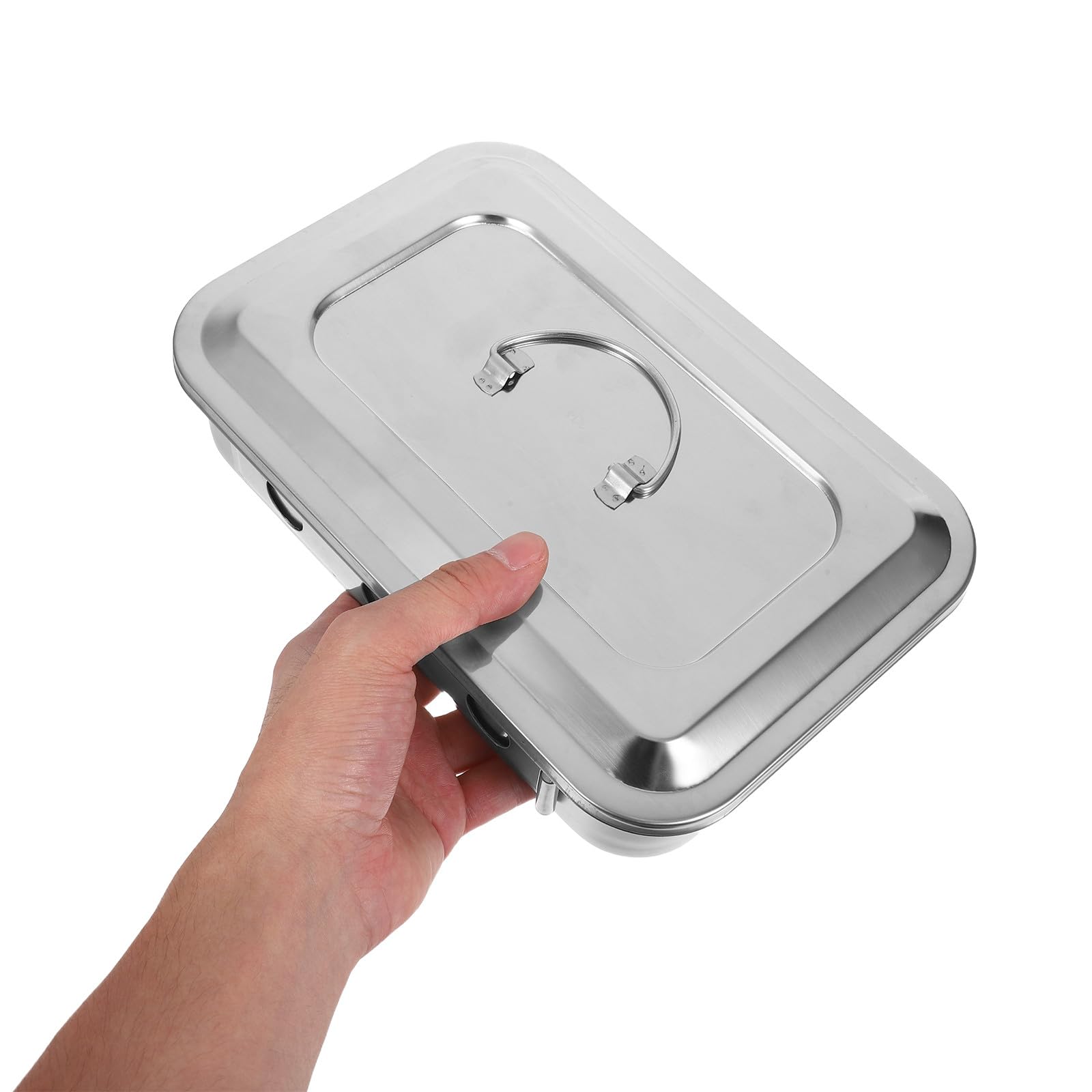 Ciieeo Vassoio Quadrato in Acciaio Inox per Strumenti da Laboratorio con Coperchio Scatola da Laboratorio in Acciaio Inox per Conservazione Strumenti e Campioni