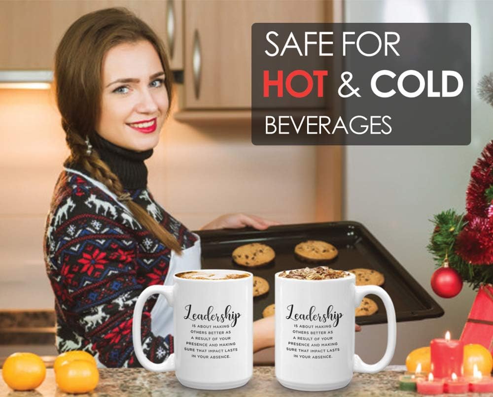 Inspirational White Coffee Mug 15 oz, Leadership Is About Making Others Better Motivational Inspire Retirement Gift for Boss Business Leader, White - Image 4