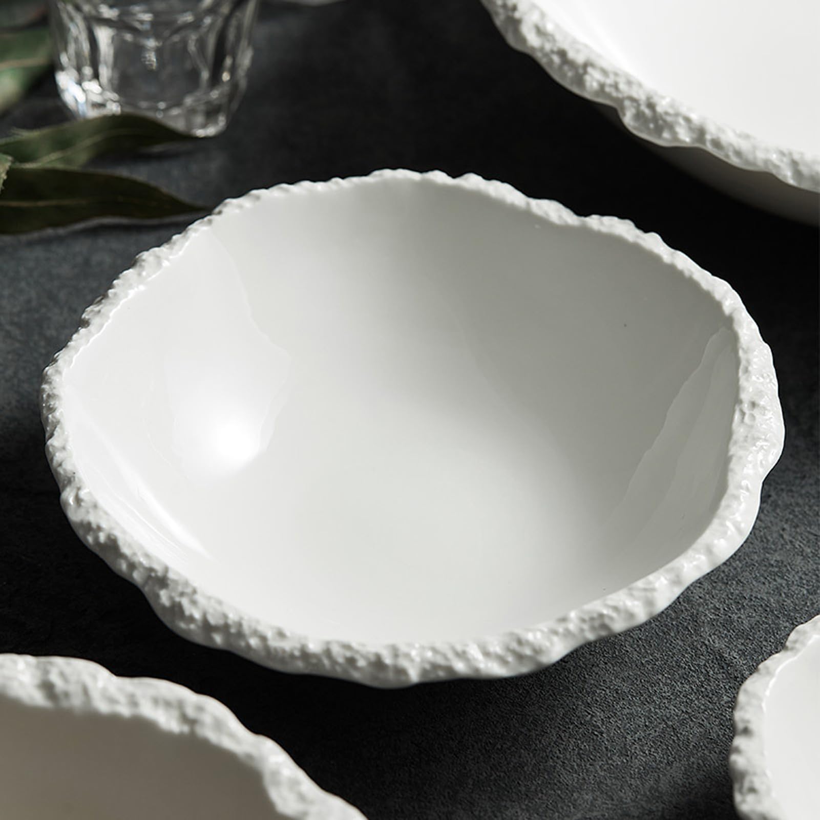 Plato de cerámica, plato de plato, cuenco de postre Dim Sum, cuenco de cerámica, cuenco de yogur, vajilla creativa para restaurante, blanco, M