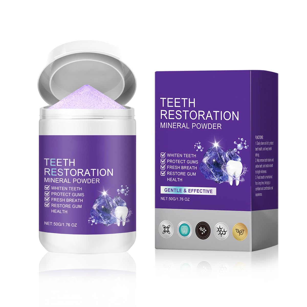 Polvere Sbiancante Denti,Dentifricio Sbiancante Professionale,Sicuro per lo Smalto,Pulizia Profonda e Sbiancamento Denti,Rimuove Macchie e Freschezza Orale