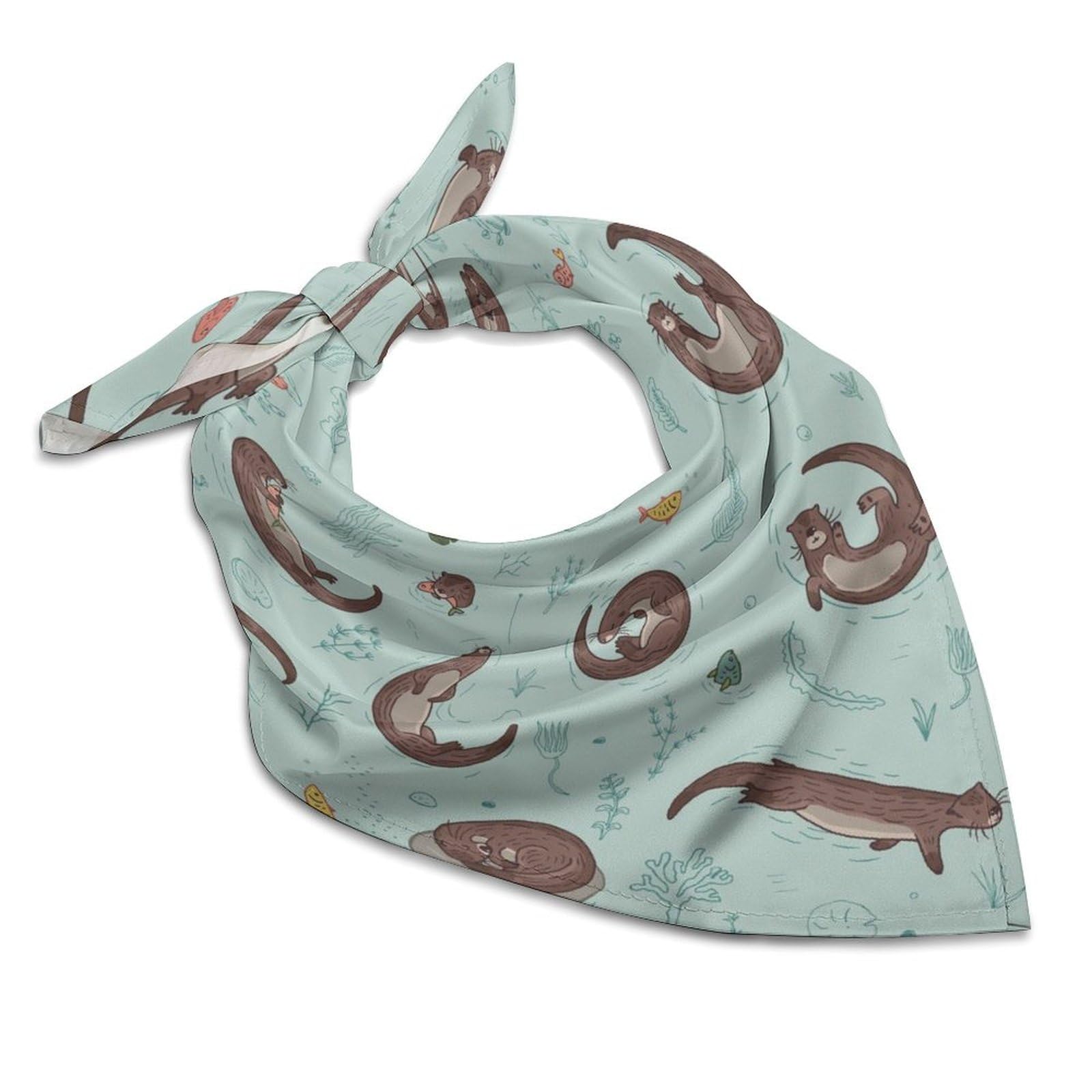 Csemeie Otters Pattern Bandana Hair Scarf Headband Adjustable Neckerchief for Men Women Decor