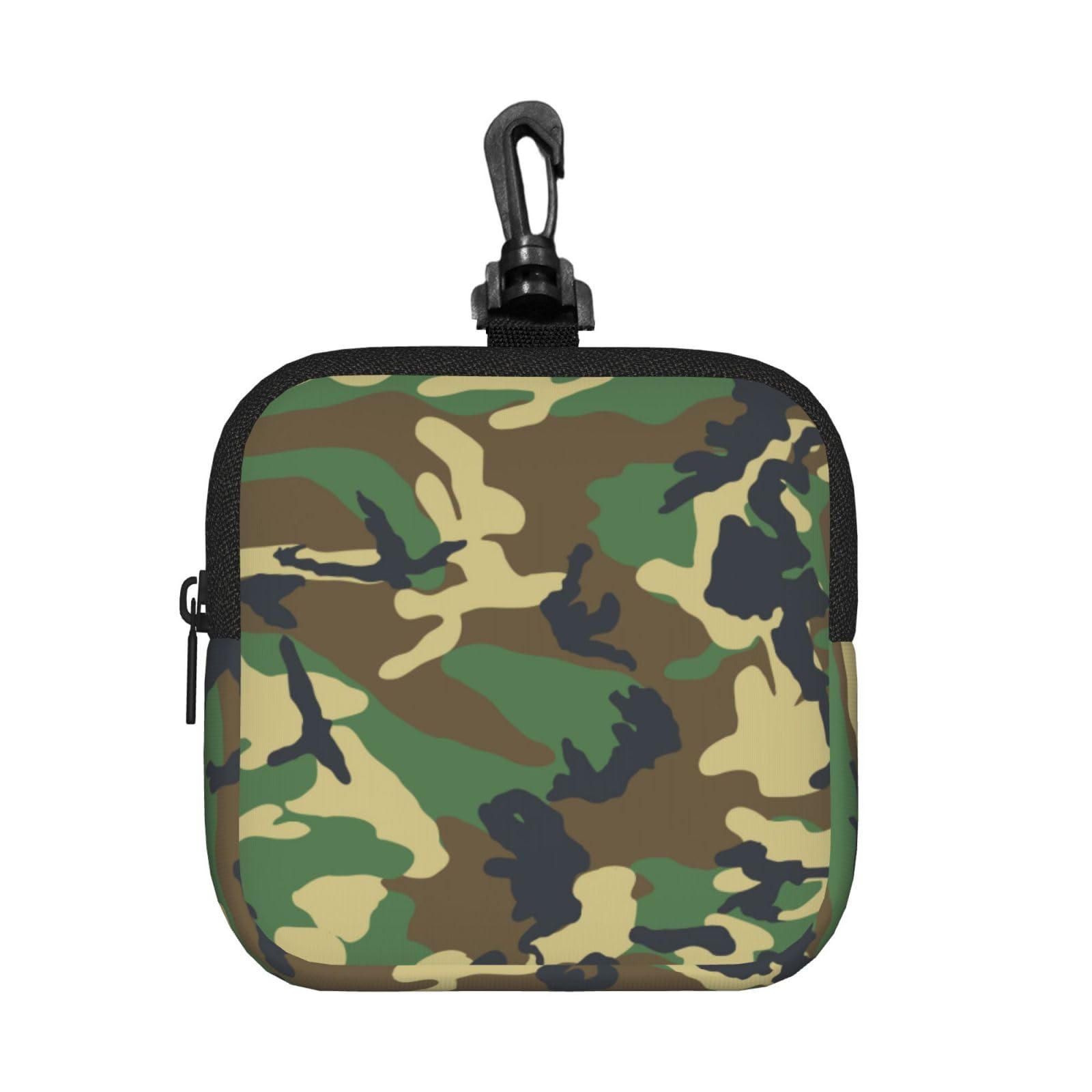 Ercgad Unisex Black Green Military Camo Print Square Storage Bag Travel Toiletry Cosmetic Organizer Pouch Lightweight Reusable
