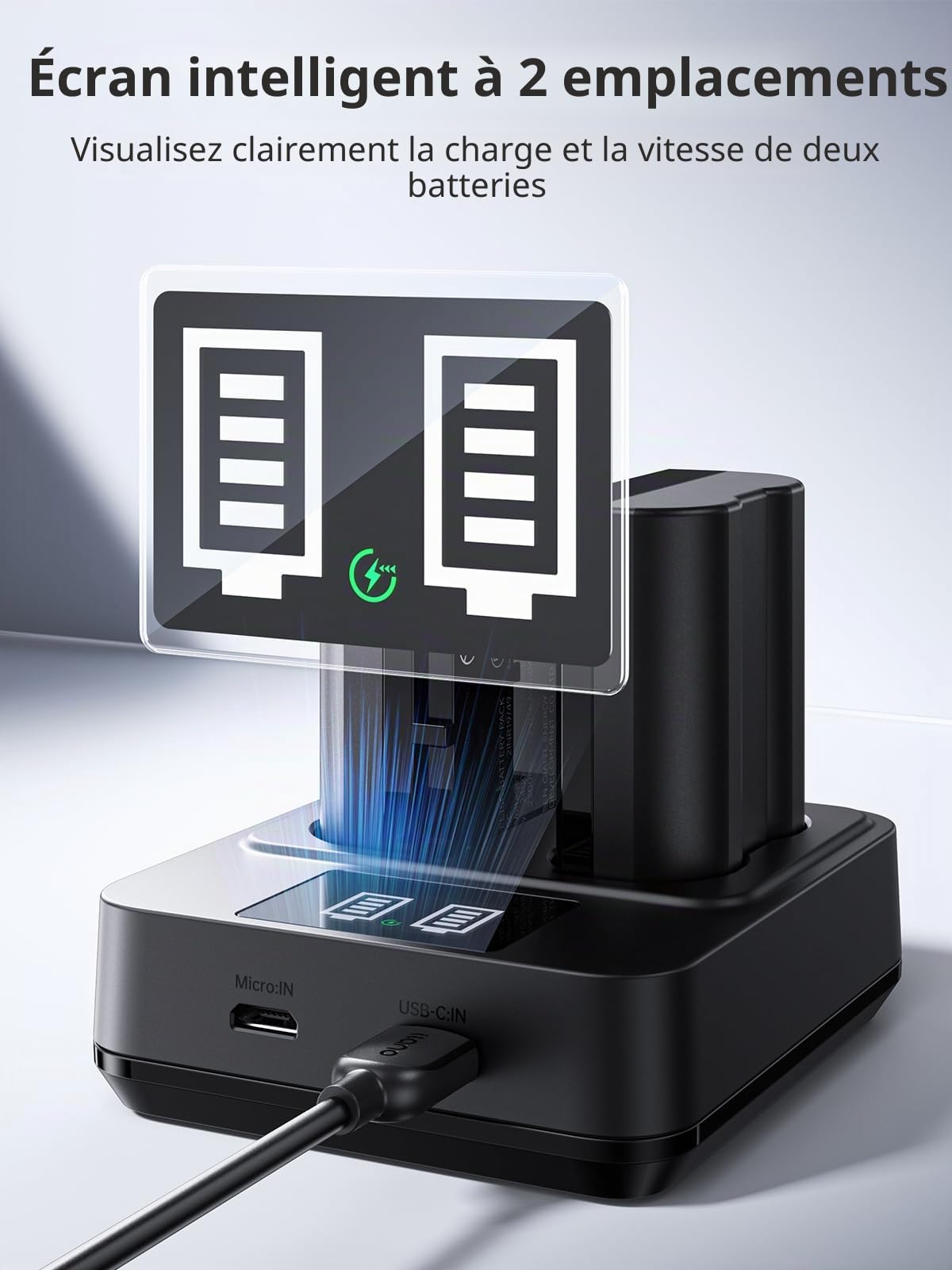 llano Pack de 2 Batteries EN-EL15C et Ensemble de Chargeur Rapide 20W pour Nikon Z8, Zf, Z6III, Z7II, Z6II, D850, D780, D7500, D500 Appareils Photo – Kit de Batterie Rechargeable à Capacité Réelle