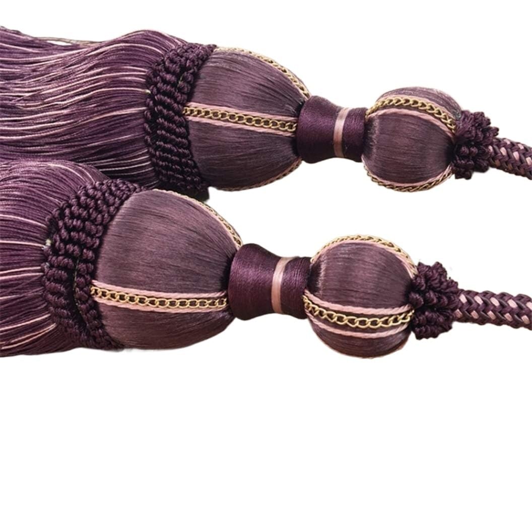 Attaches pour Rideaux, Embrasses à Pampilles for Rideaux, 2 Boules suspendues, Corde de retenue for draperie, décoration de fenêtre de Bureau et de Maison(Purple)