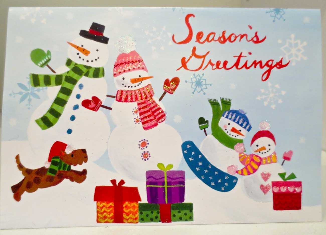 Box of 8 Pop up Note Cards and Envelopes - Snowman Family