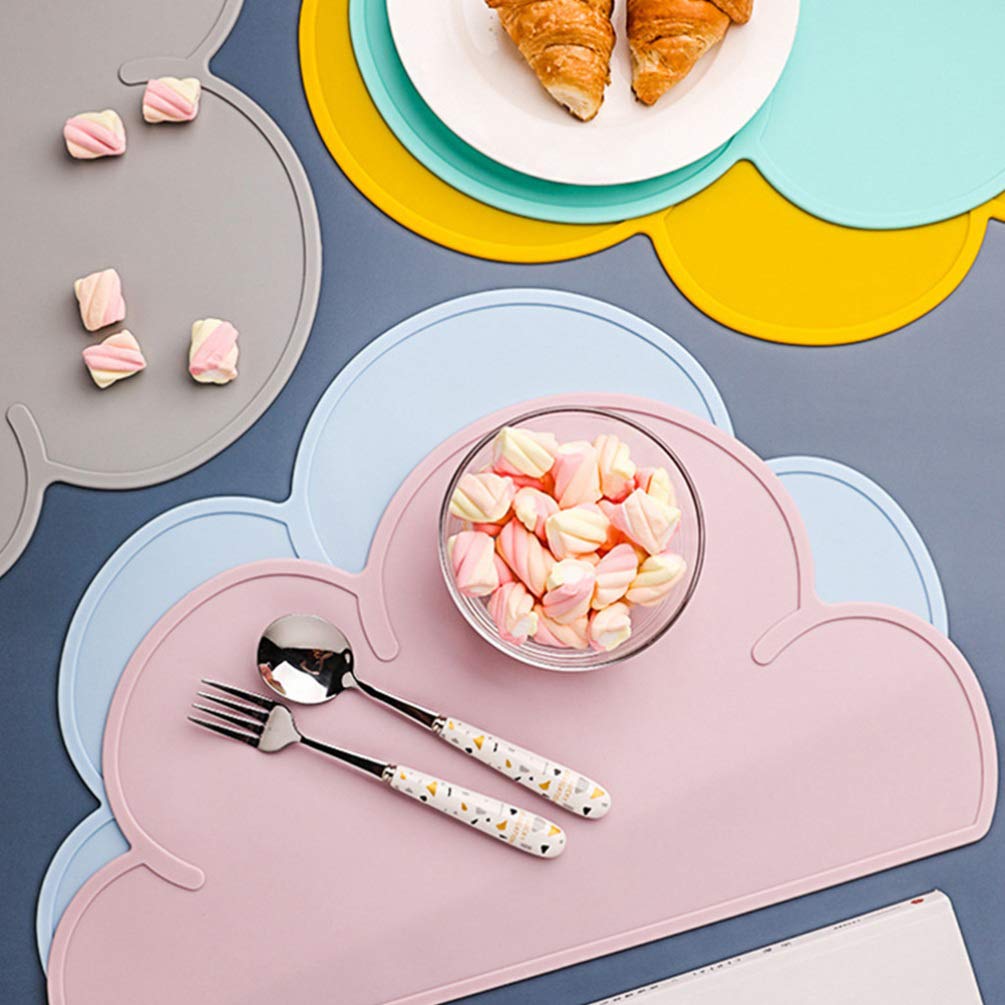 DOITOOL Desk Mats 2Pcs Cloud Placemat Silicone Placemat Placemat Non Slip Toddlers Table Mat for Home Travel Silicone Placemat