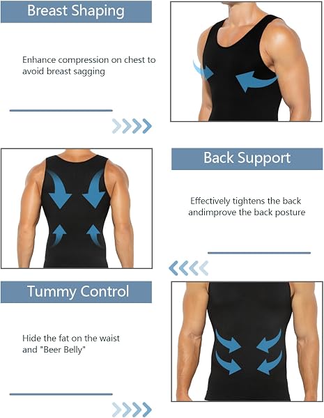 Casey Kevin Canottiera Contenitiva Uomo Compressione Dimagrante Canotta Elasticizzata Palestra Canottiera Bodybuilding Snellente Tank Fascia Contenitiva Pancia Uomo - 3
