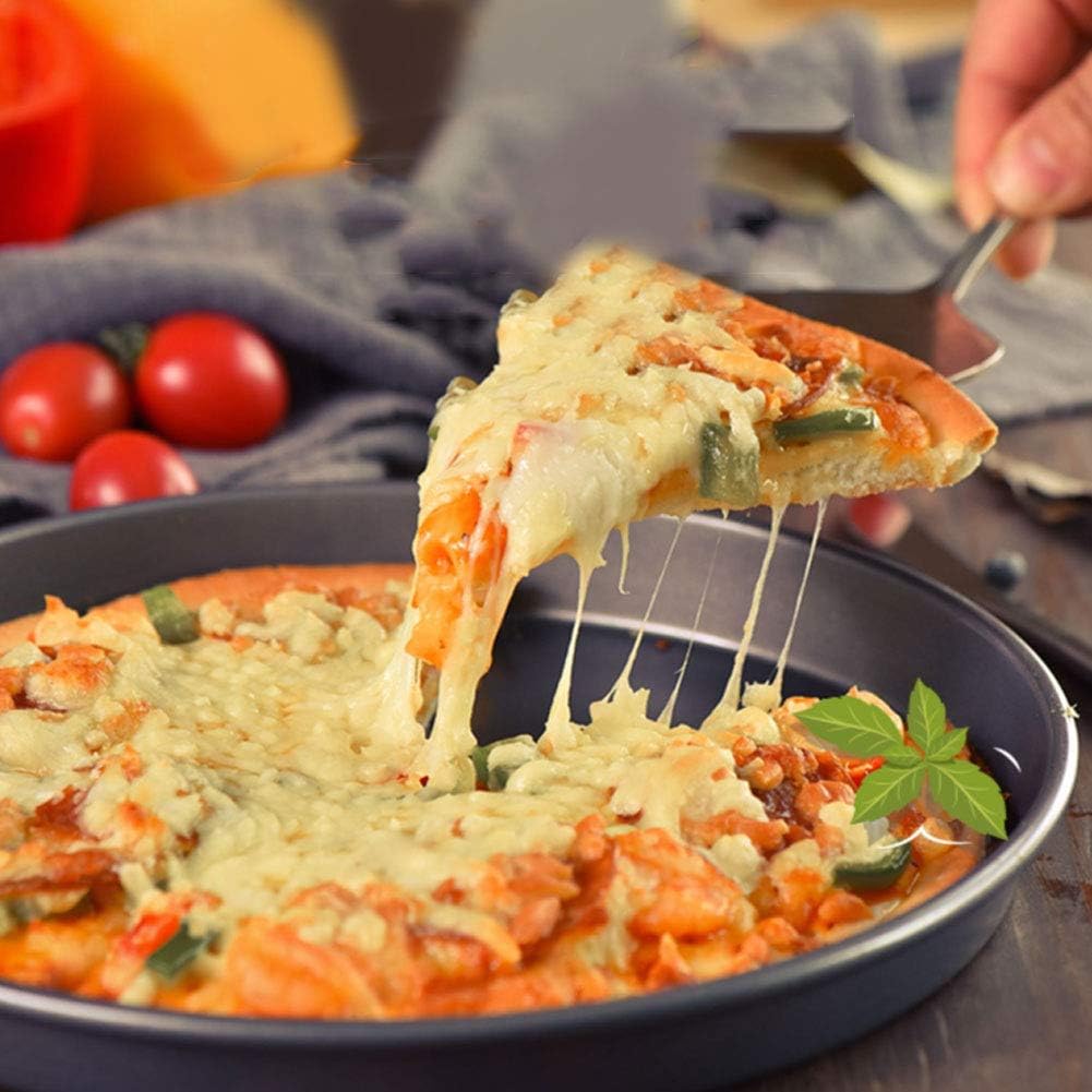 Teglia per Pizza, Teglia per Pizza Rotonda Nera da 23cm/9 Pollici Forno a Microonde Piatti da Forno Teglie Teglia da Forno (2 Pezzi)