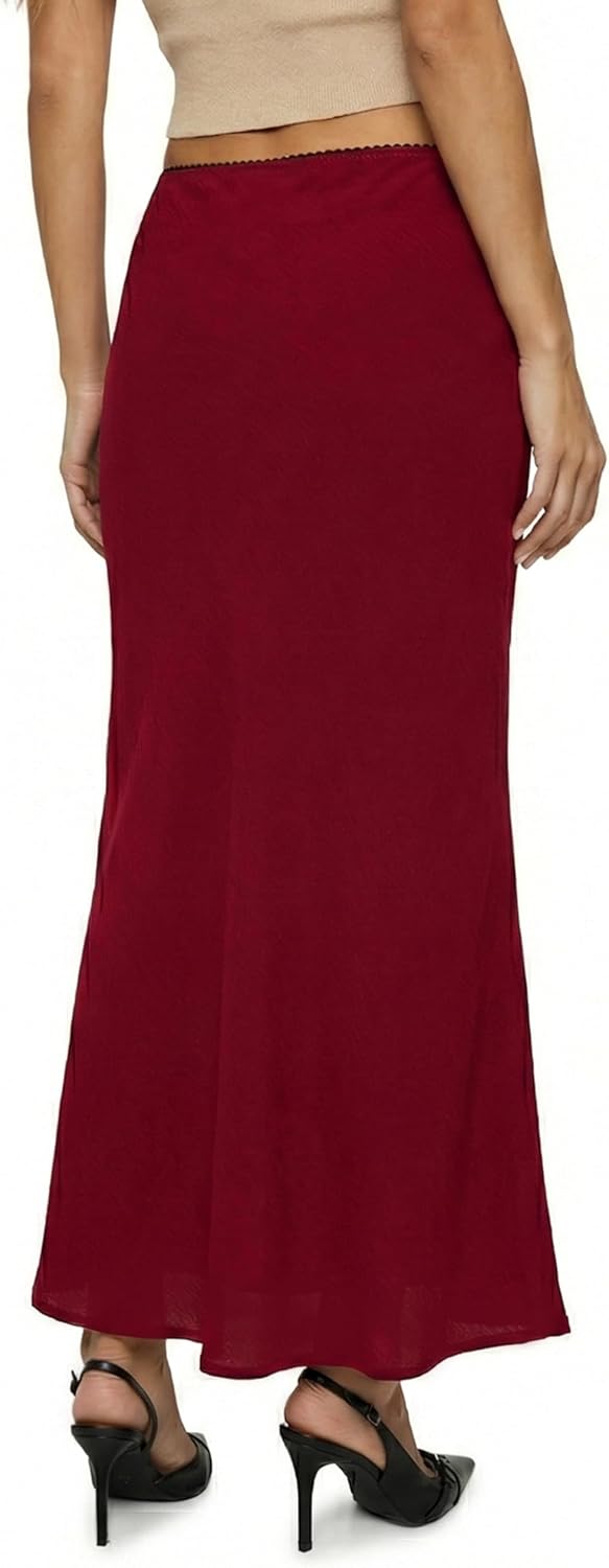 sissycos Women’s Lightweight Chiffon Maxi Skirt – Elastic Waist Straight Floor-Grazing Skirt for Street & Party - Image 2