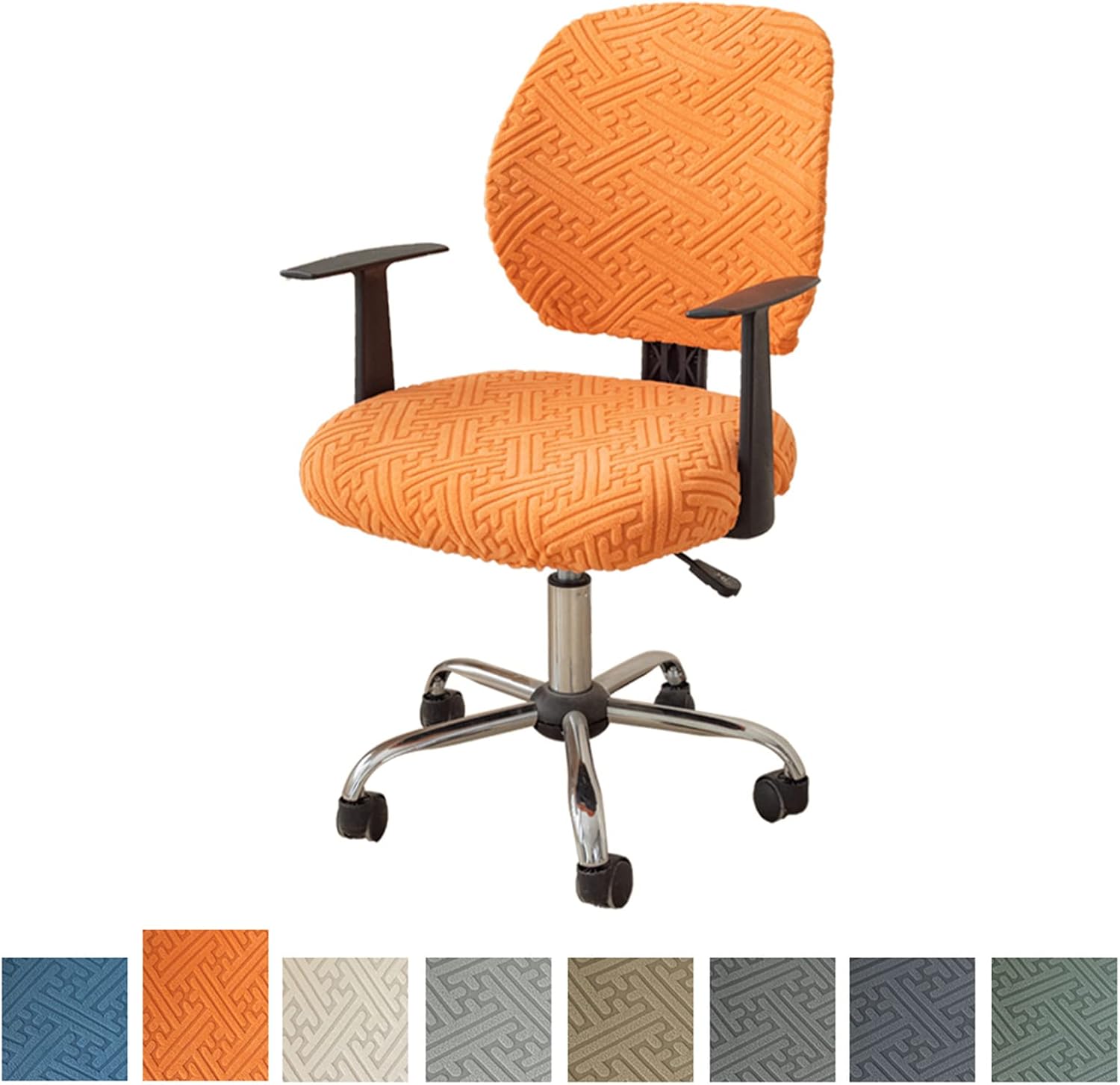Chair covers with arms Chair Covers Computer Office Chair Cover,Split Stretch Spandex Seat Slipcover,Corn Silk Fabric Removable Washable Rotating Swivel Chair Protective Covers(No Chair) ( Color : Ora