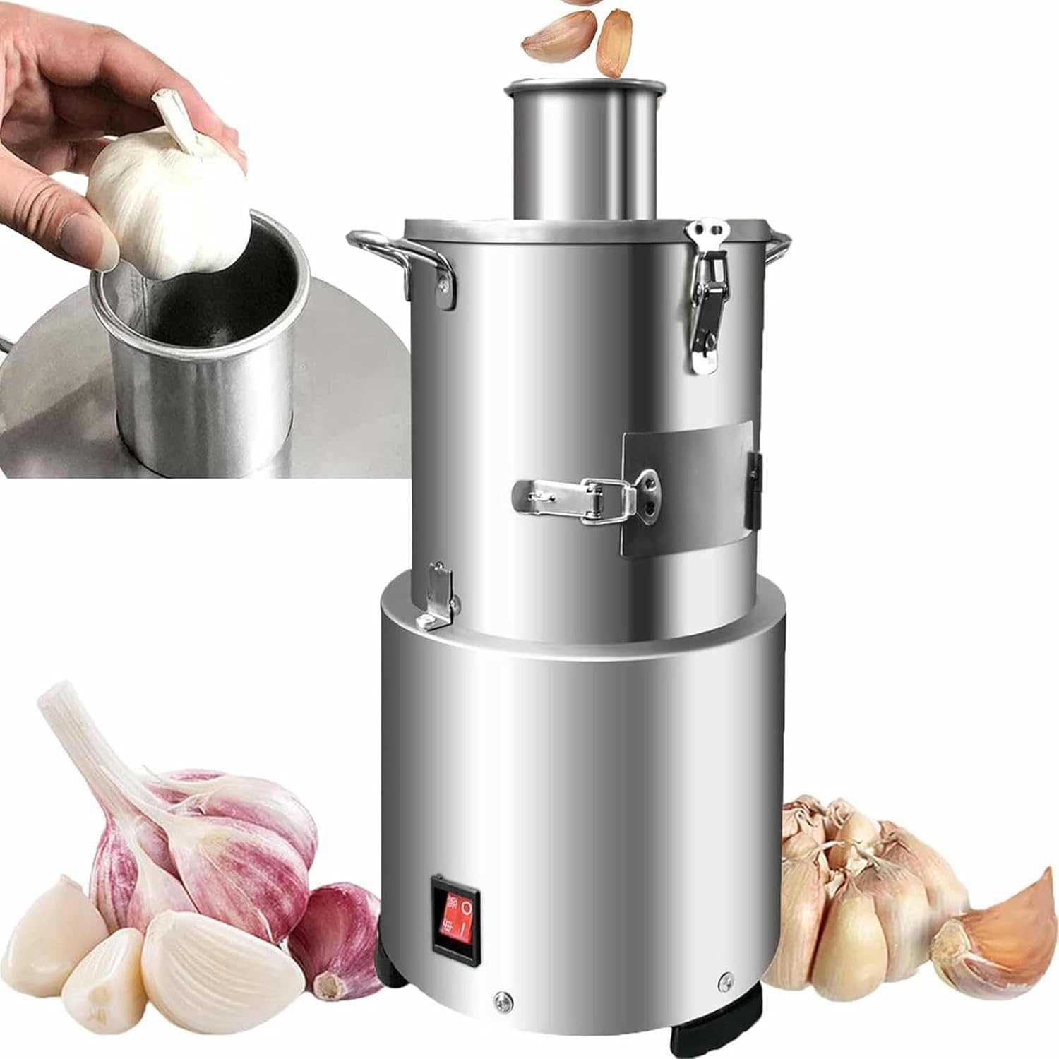 Electric Garlic Peeler Electric Garlic Peeling Machine, 30kg/H Stainless Steel Whole Garlic Peeling Machine, Commercial Automatic Garlic Separator, Fast and Labor-Saving, for