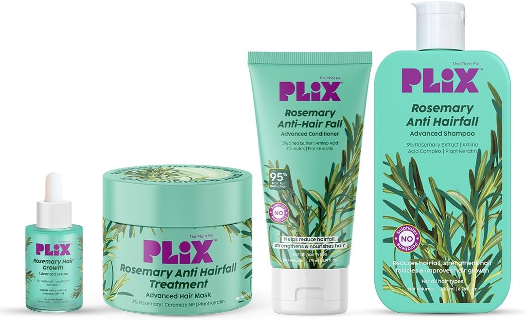 Rosemary Anti Hairfall Kit - Serum (30ml), Shampoo (200ml), Conditioner (175ml) & Hair Mask (200g) | For Hair Thinning, New Hair Growth & More Volume