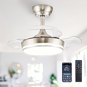 STERREN Ventilador de Teto Retrátil 76,2cm com LED Regulável e Controle Remoto